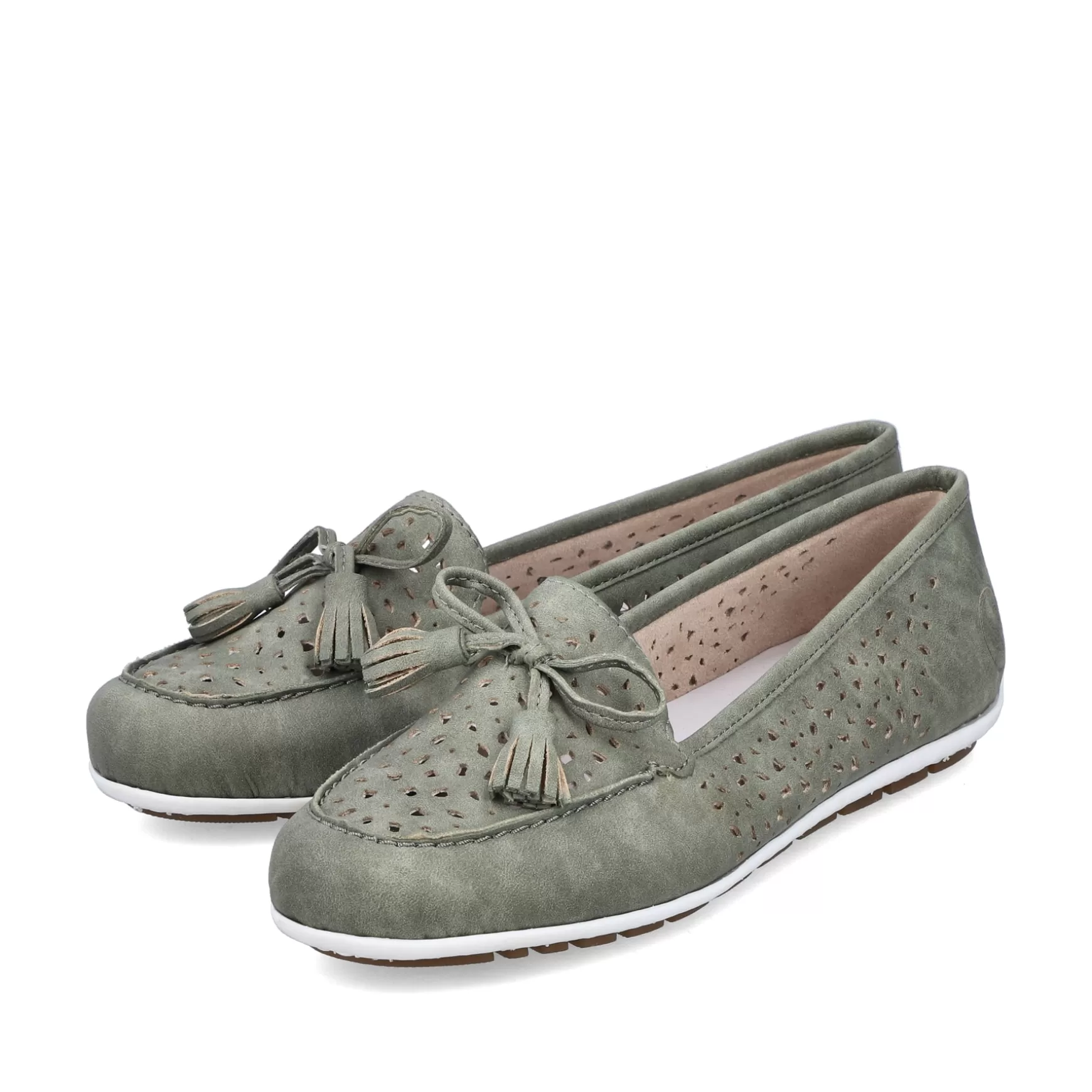 Damer Rieker Loafers Og Ballerinaer^ Dame Loafers Gron Gra