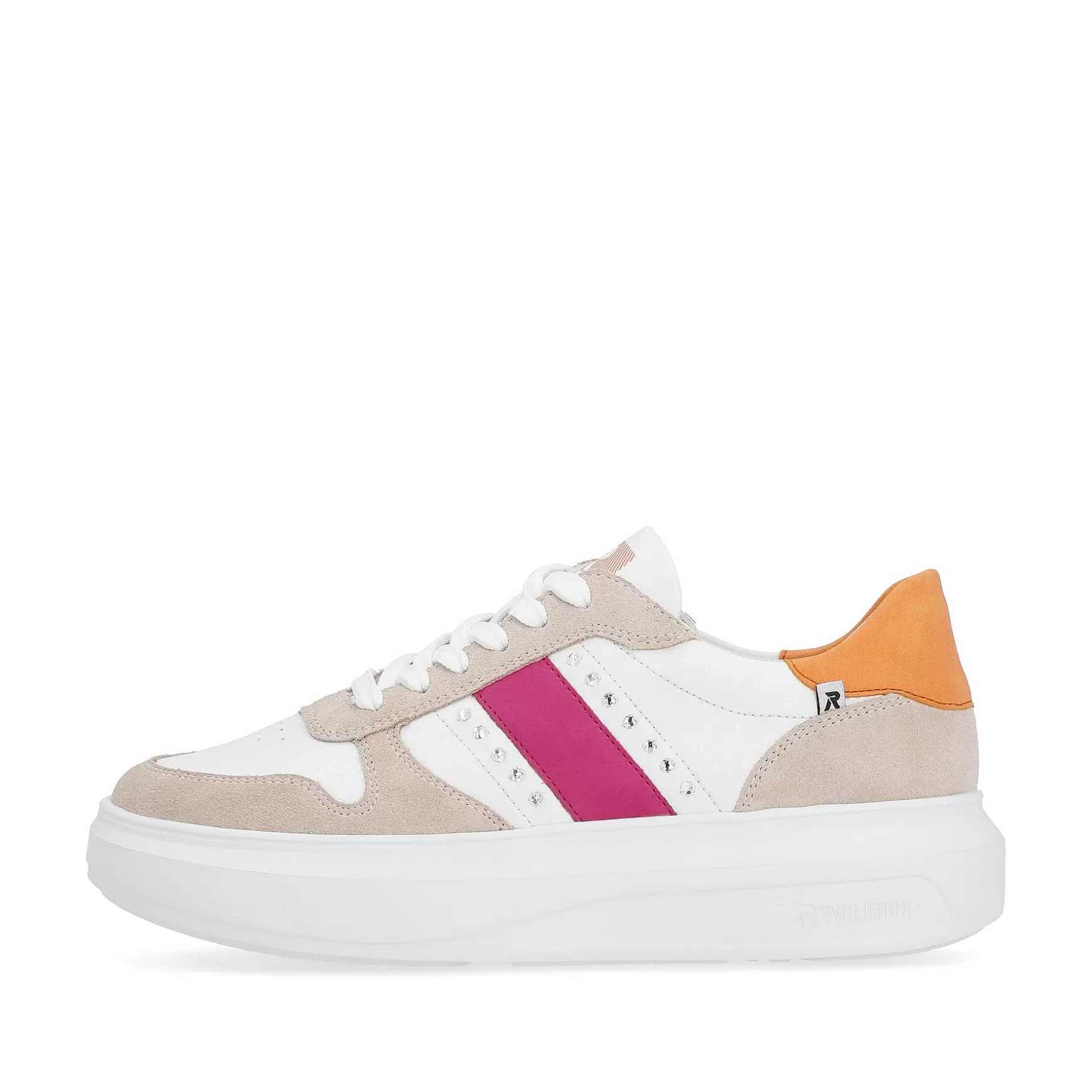 Damer Rieker Farverige Stilarter^ Dame Sneaker Lav Perle-Hvid Sand-Beige