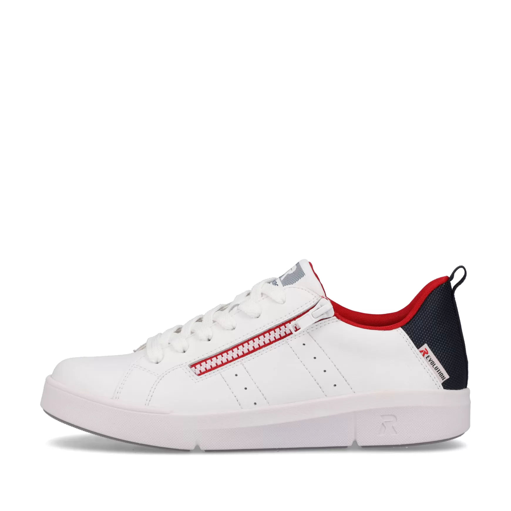 Damer Rieker Sneakers^ Dame Sneaker Lav Sne-Hvid Aegte-Rod