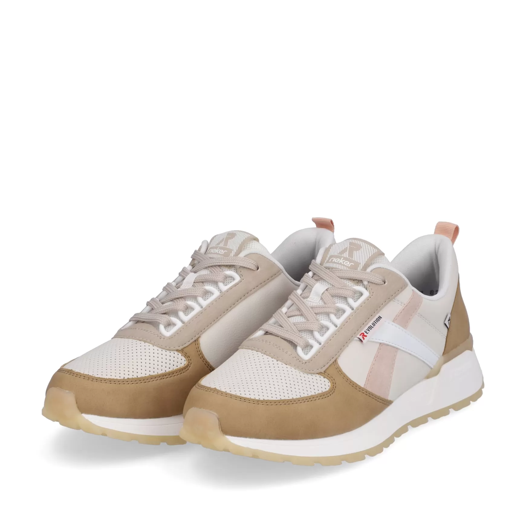 Damer Rieker Sneakers^ Dame Sneaker Low Clay-Beige Cinnamon White