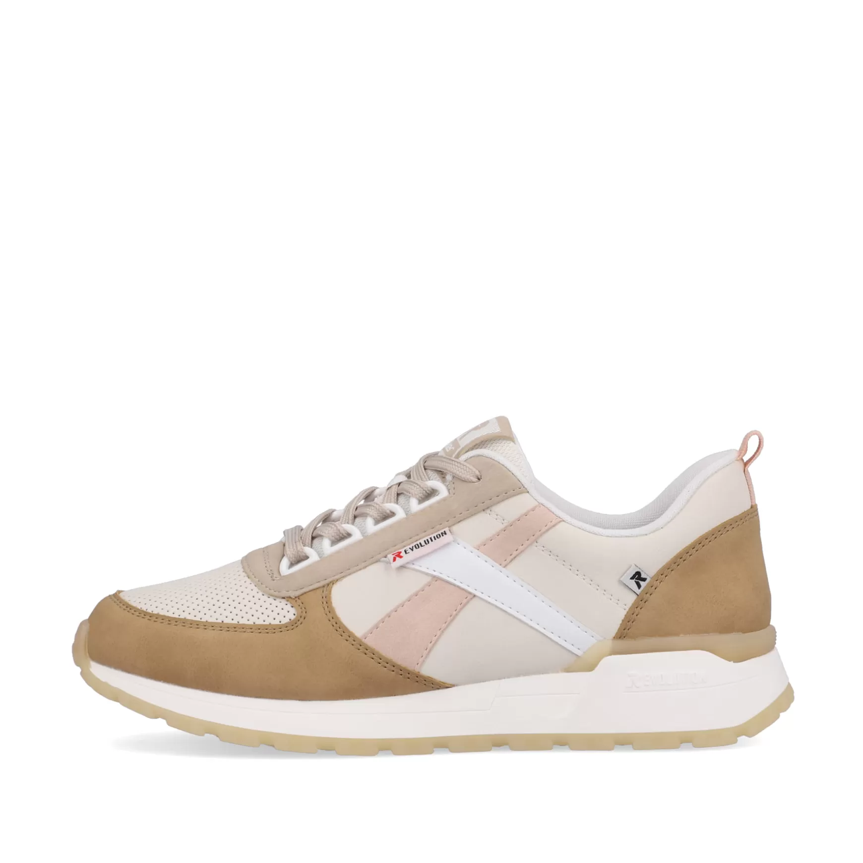 Damer Rieker Sneakers^ Dame Sneaker Low Clay-Beige Cinnamon White