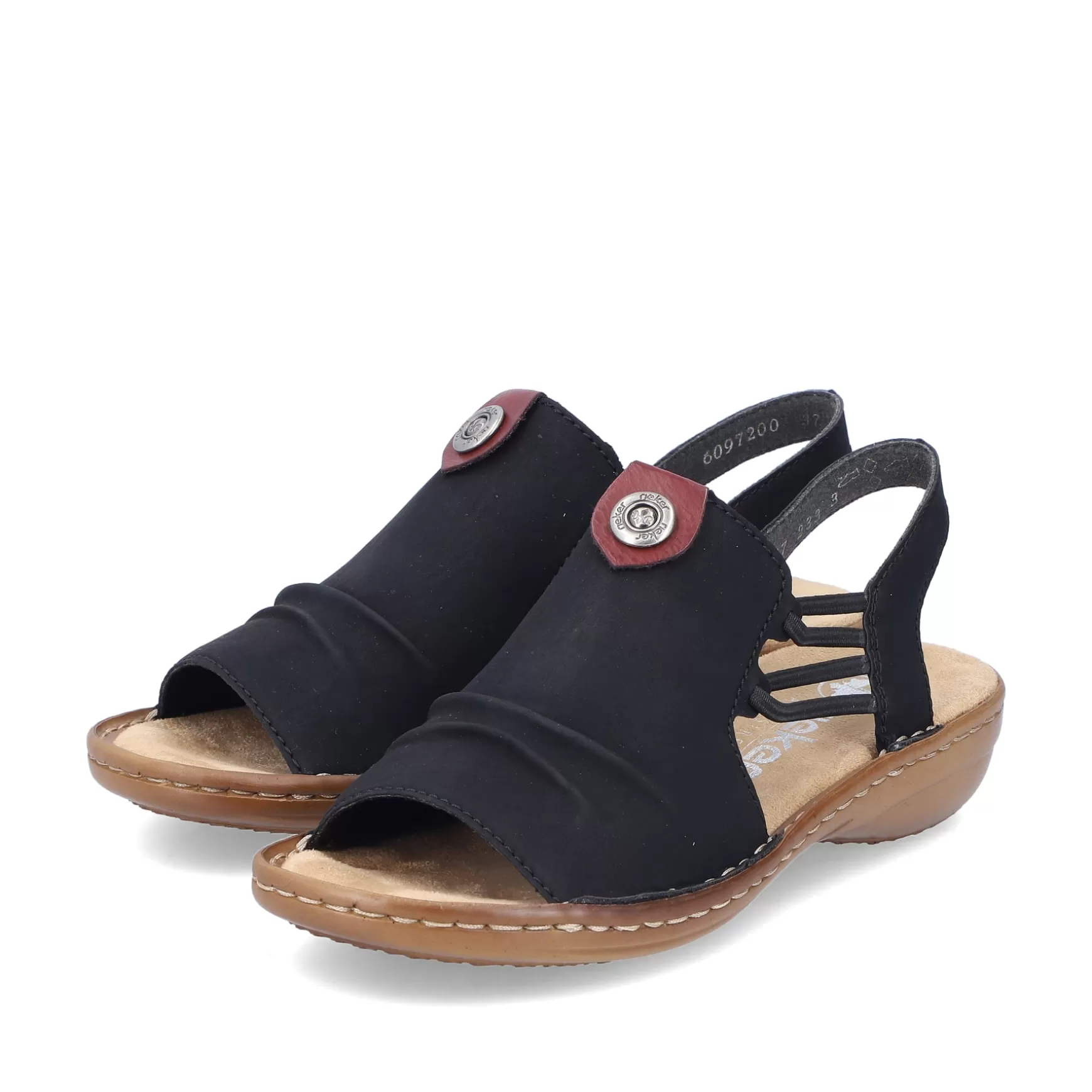 Damer Rieker Sandaler Og Sandaler^ Damesandaler Med Stropper Asfalt Sort