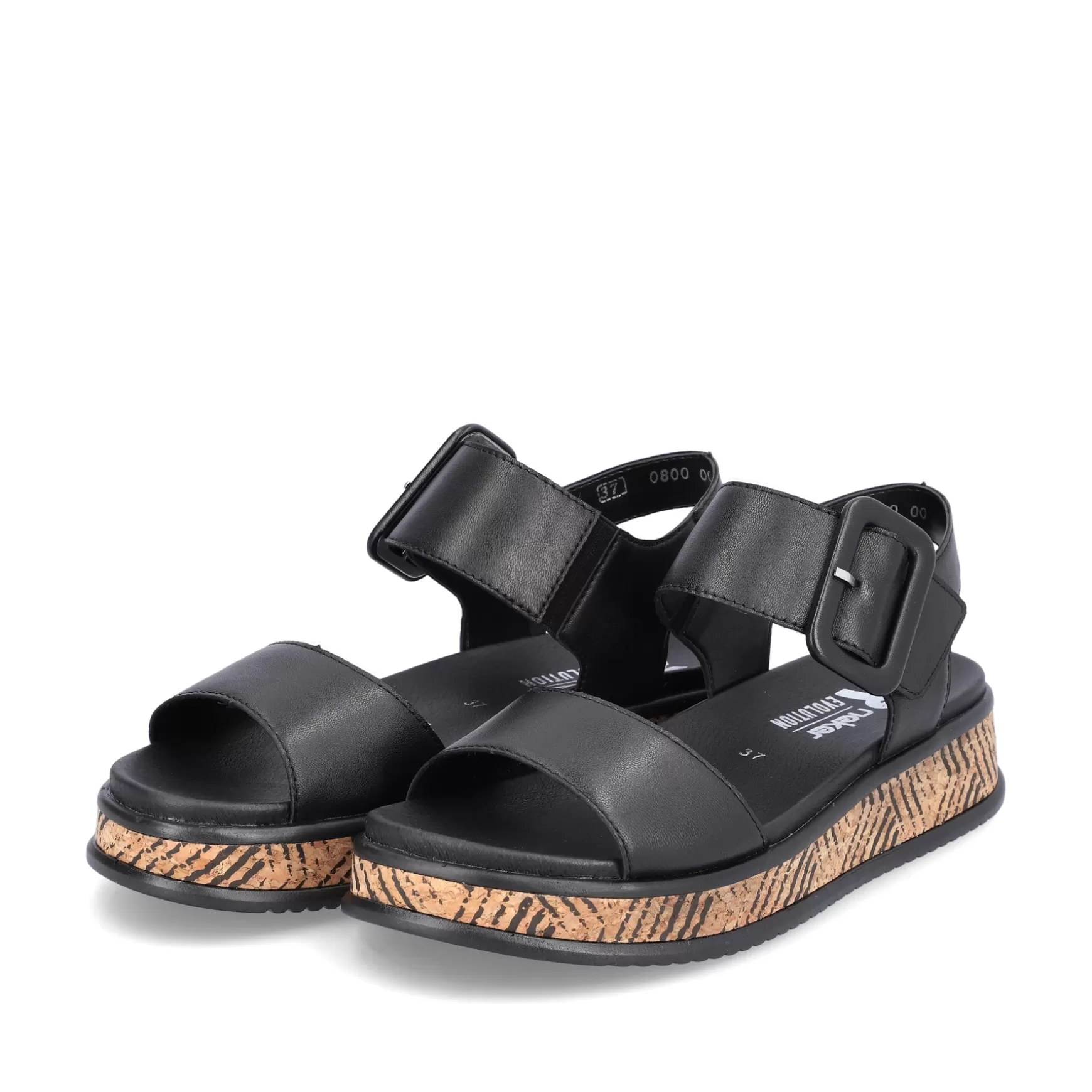 Damer Rieker Sandaler Og Sandaler^ Damesandaler Med Stropper Midnight Black