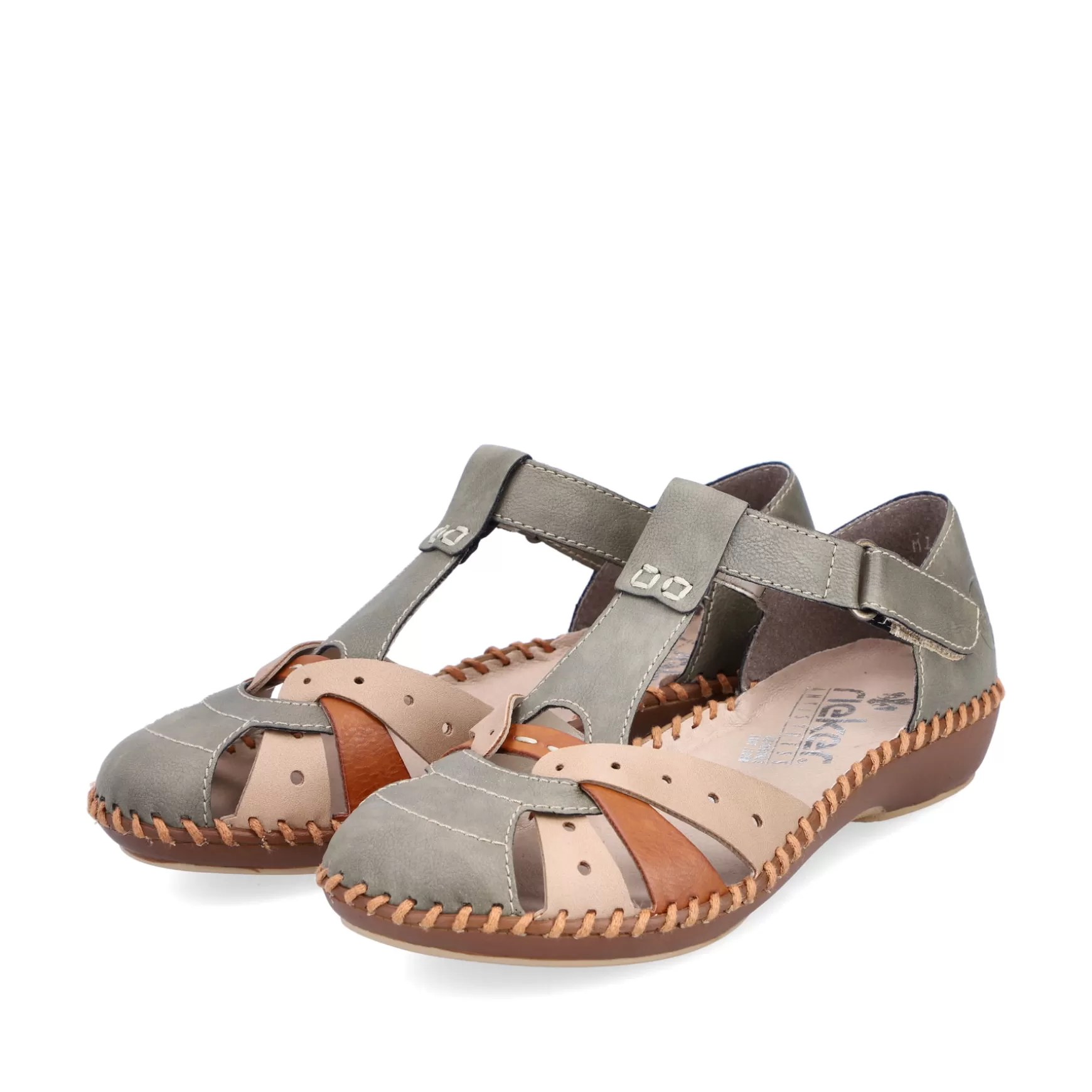 Damer Rieker Sandaler Og Sandaler^ Damesandaler Med Stropper Mintgron-Beige