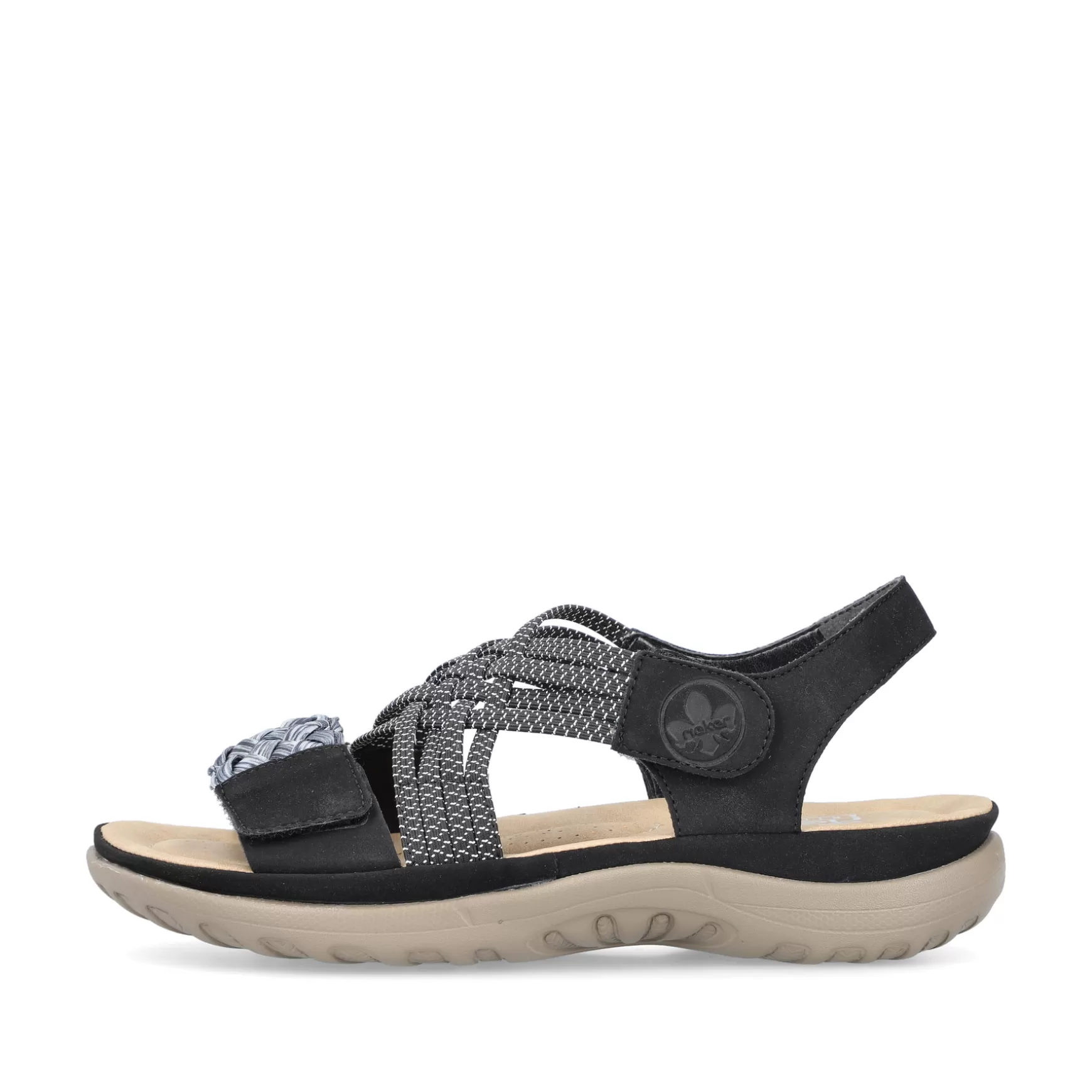 Damer Rieker Sandaler Og Sandaler^ Damesandaler Med Stropper, Nat Sorte