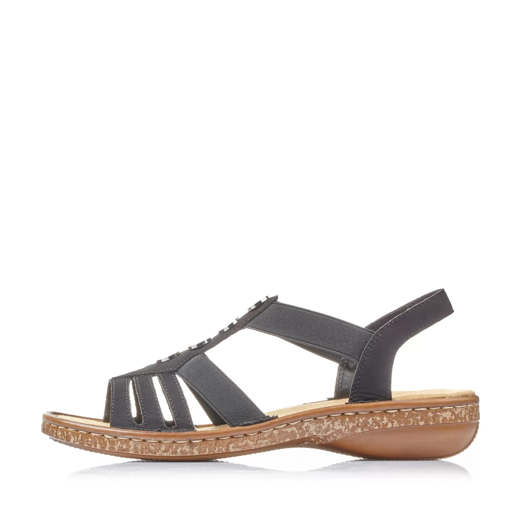 Damer Rieker Sandaler Og Sandaler^ Damesandaler Med Stropper, Nat Sorte