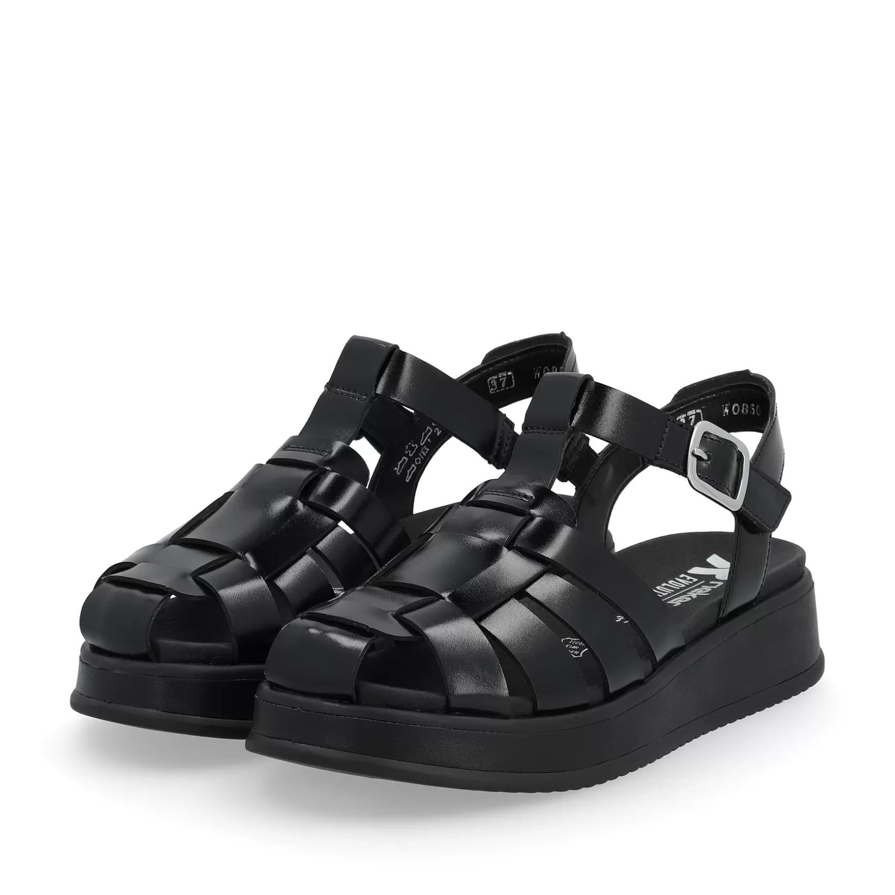 Damer Rieker Sandaler Og Sandaler^ Damesandaler Med Stropper Noir