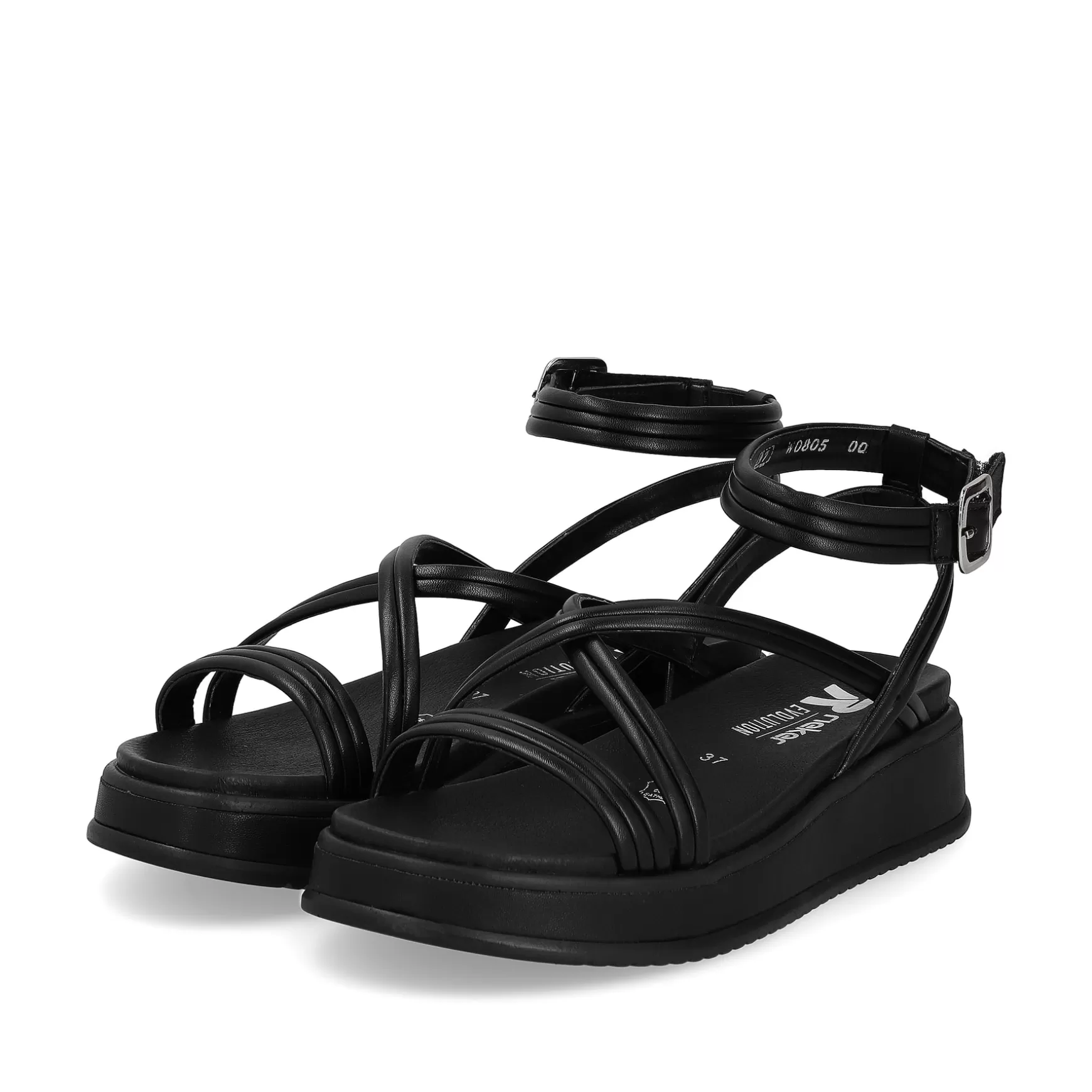 Damer Rieker Sandaler Og Sandaler^ Damesandaler Med Stropper Noir