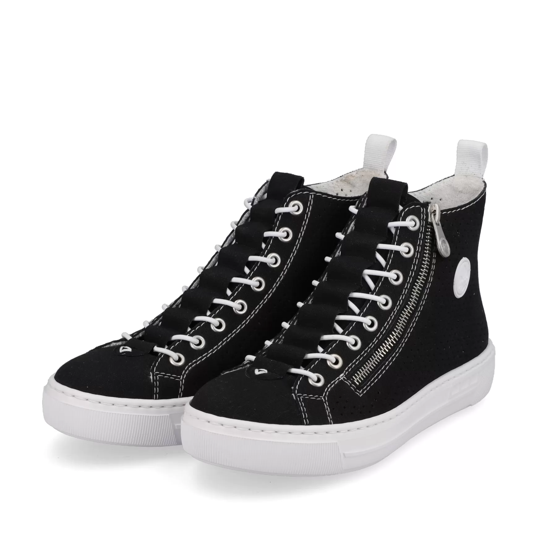 Damer Rieker Sneakers^ Damesneaker High Night Sort-Krystal Hvid