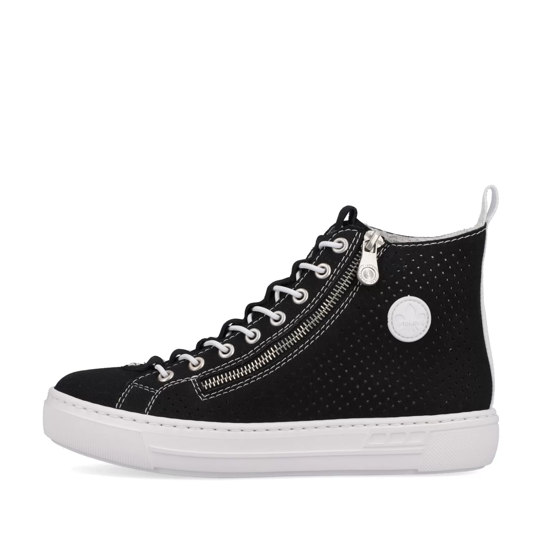 Damer Rieker Sneakers^ Damesneaker High Night Sort-Krystal Hvid