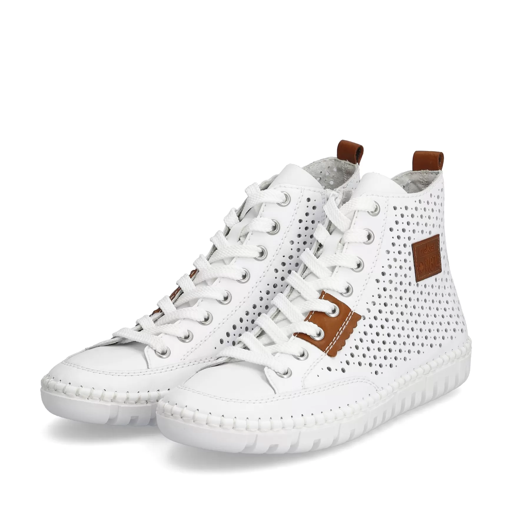 Damer Rieker Sneakers^ Damesneaker Hoj Brillant Hvid