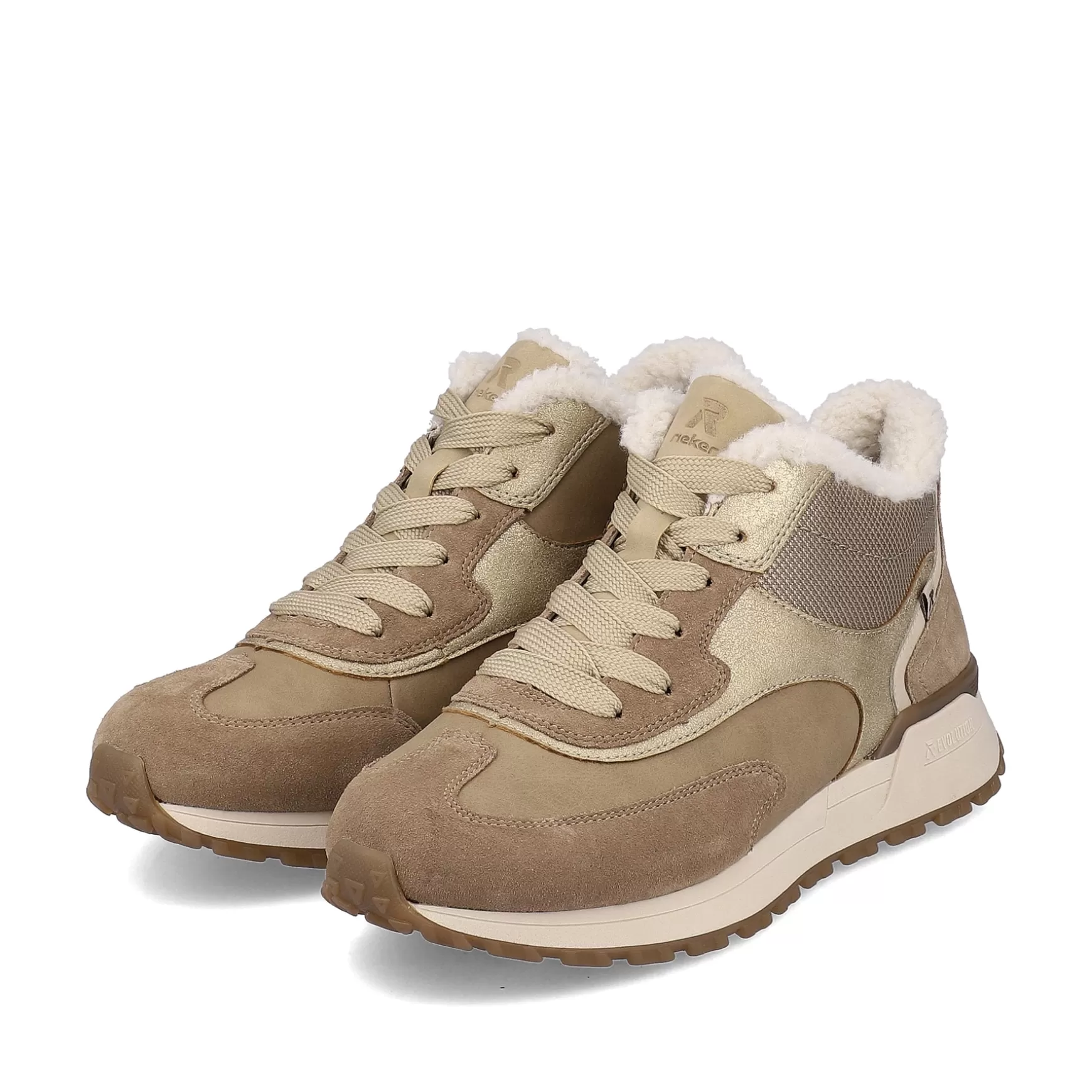 Damer Rieker Sneakers^ Damesneaker Hoj Champagne Beige