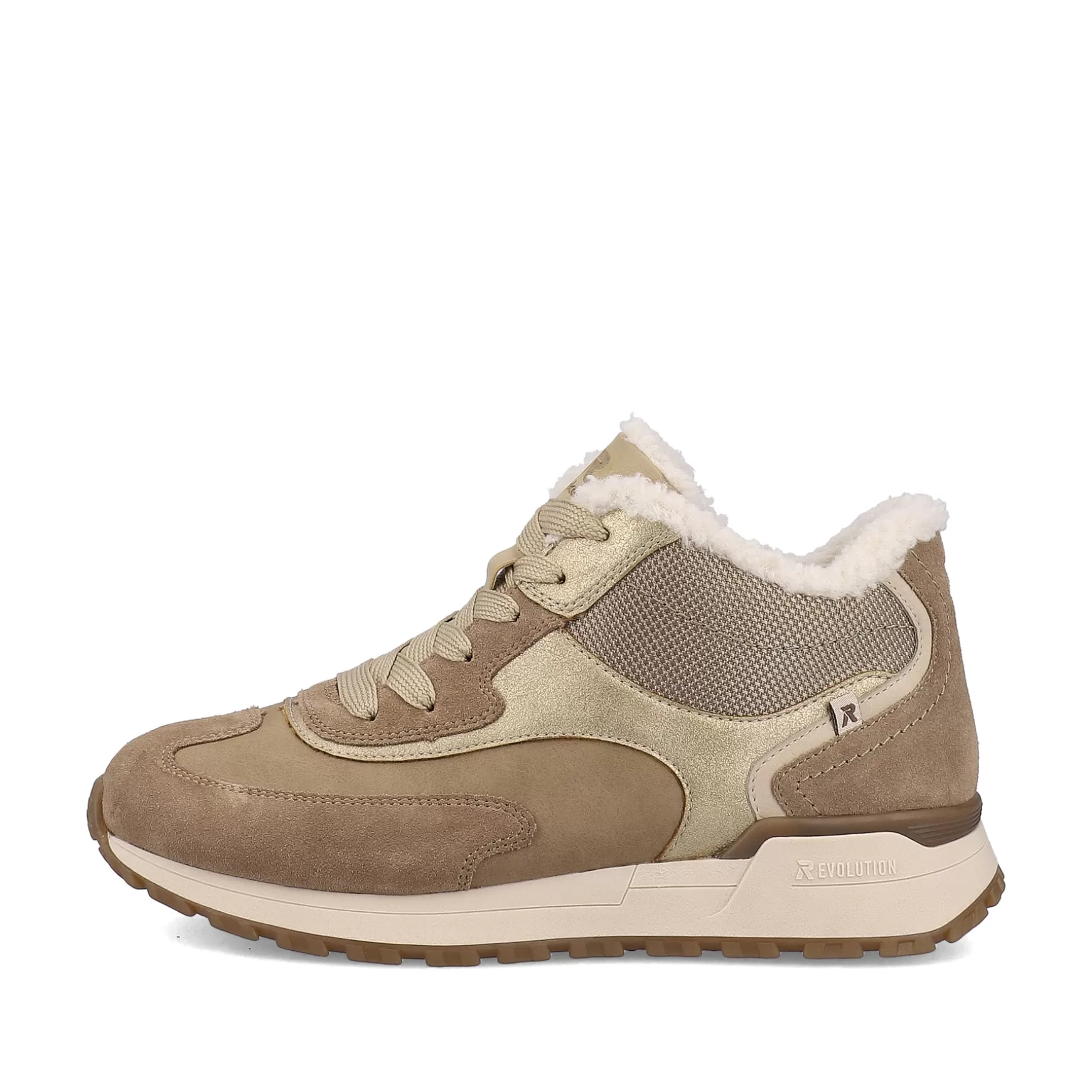 Damer Rieker Sneakers^ Damesneaker Hoj Champagne Beige