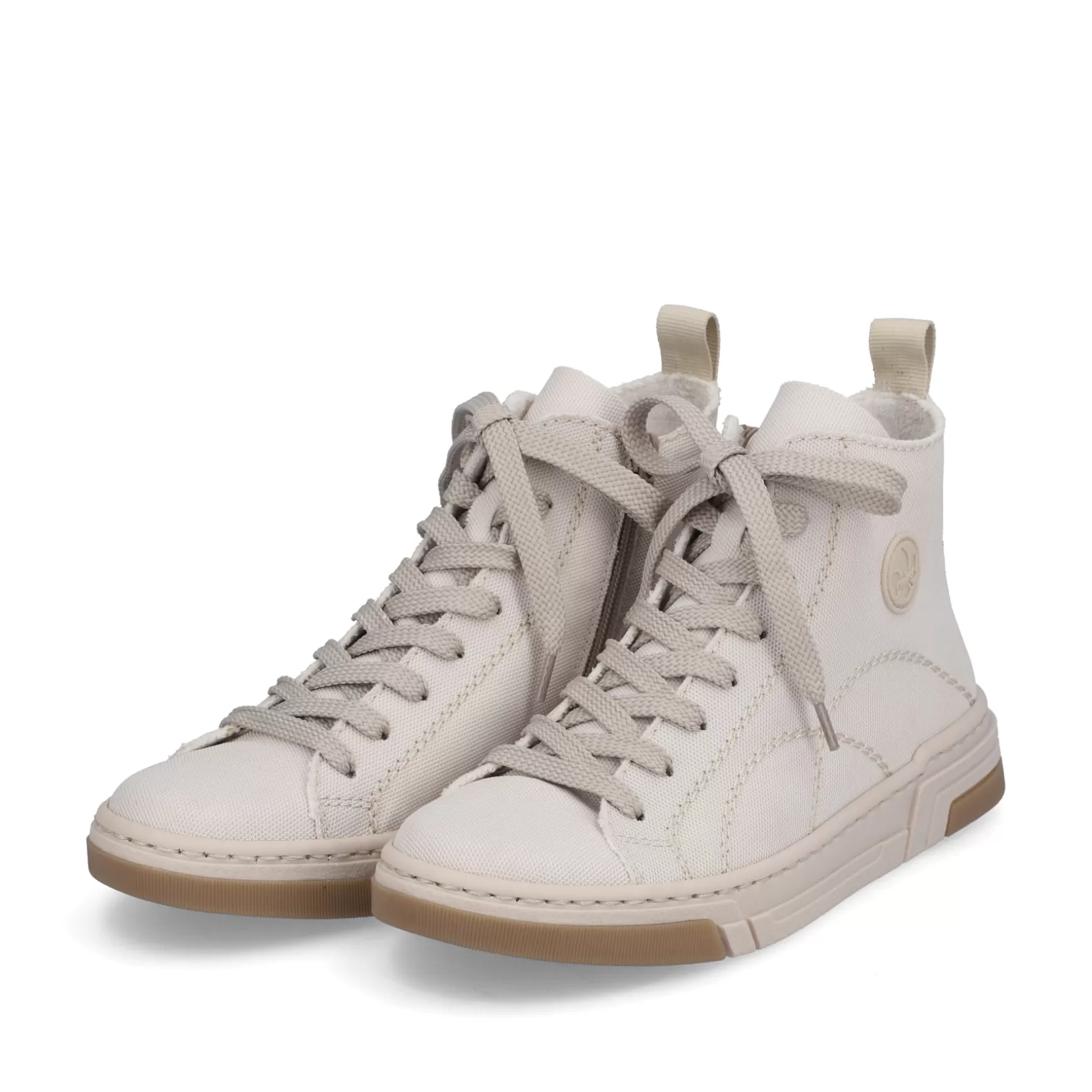 Damer Rieker Sneakers^ Damesneaker Hoj Hvid Beige