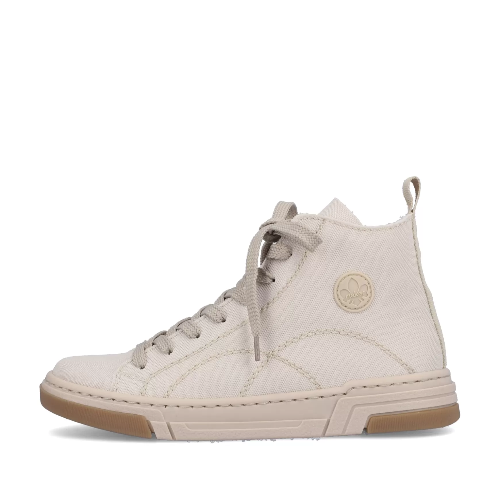 Damer Rieker Sneakers^ Damesneaker Hoj Hvid Beige