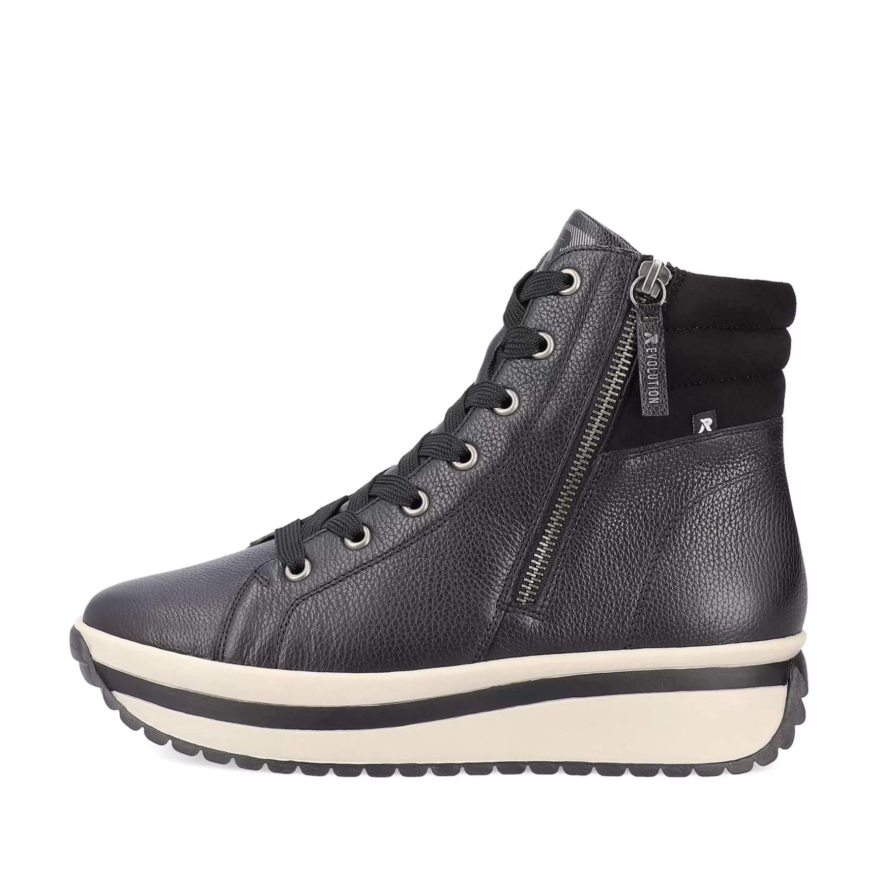 Damer Rieker Sneakers^ Damesneaker Hoj Stal Sort