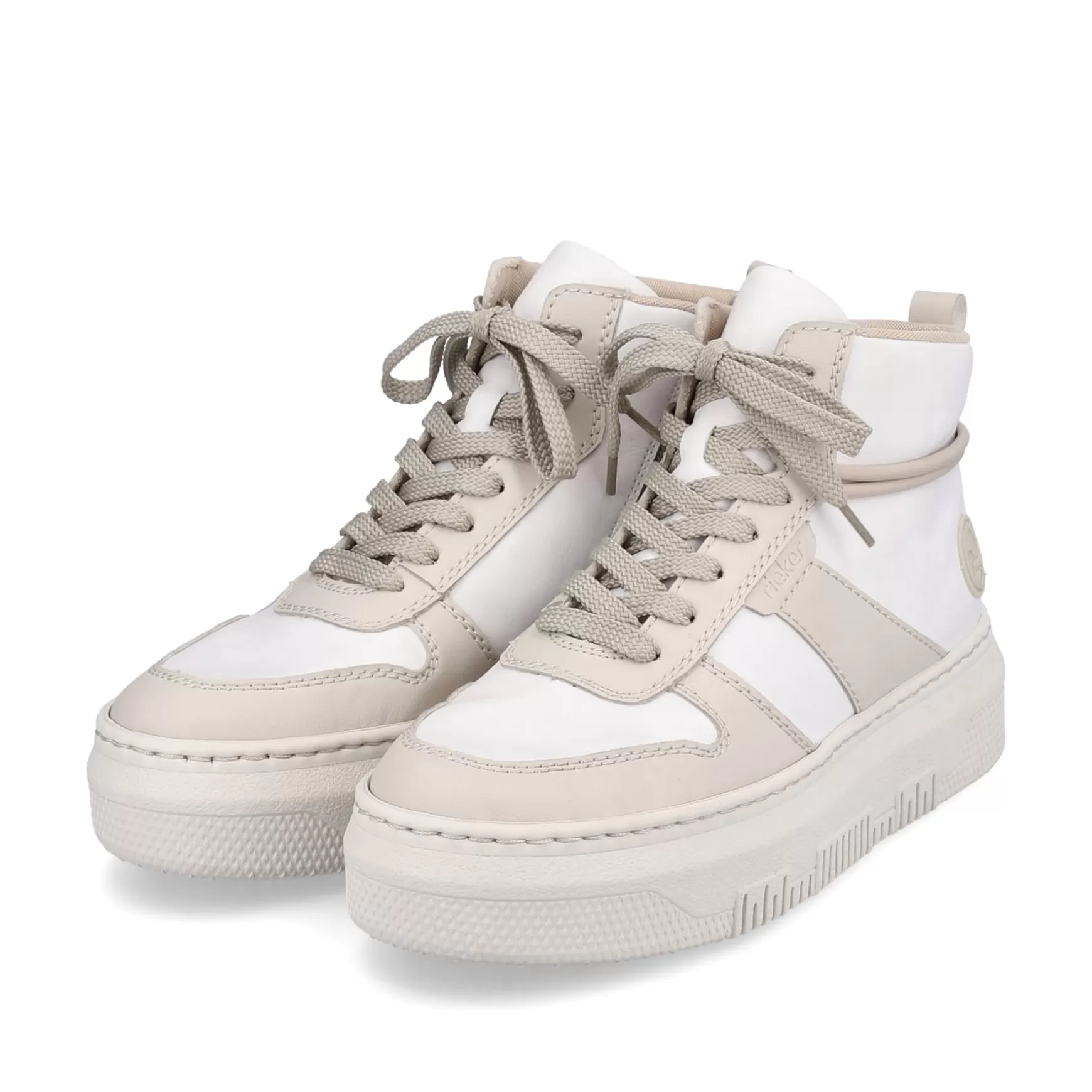 Damer Rieker Sneakers^ Damesneaker Hoj Svane Hvid Beige