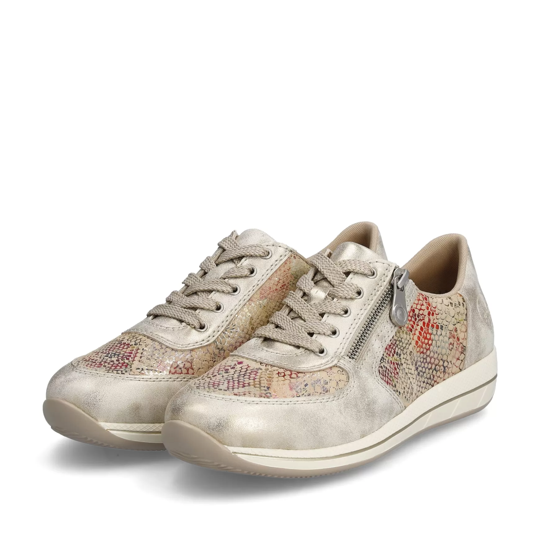 Damer Rieker Sneakers^ Damesneaker Lav Beige Multimetallic