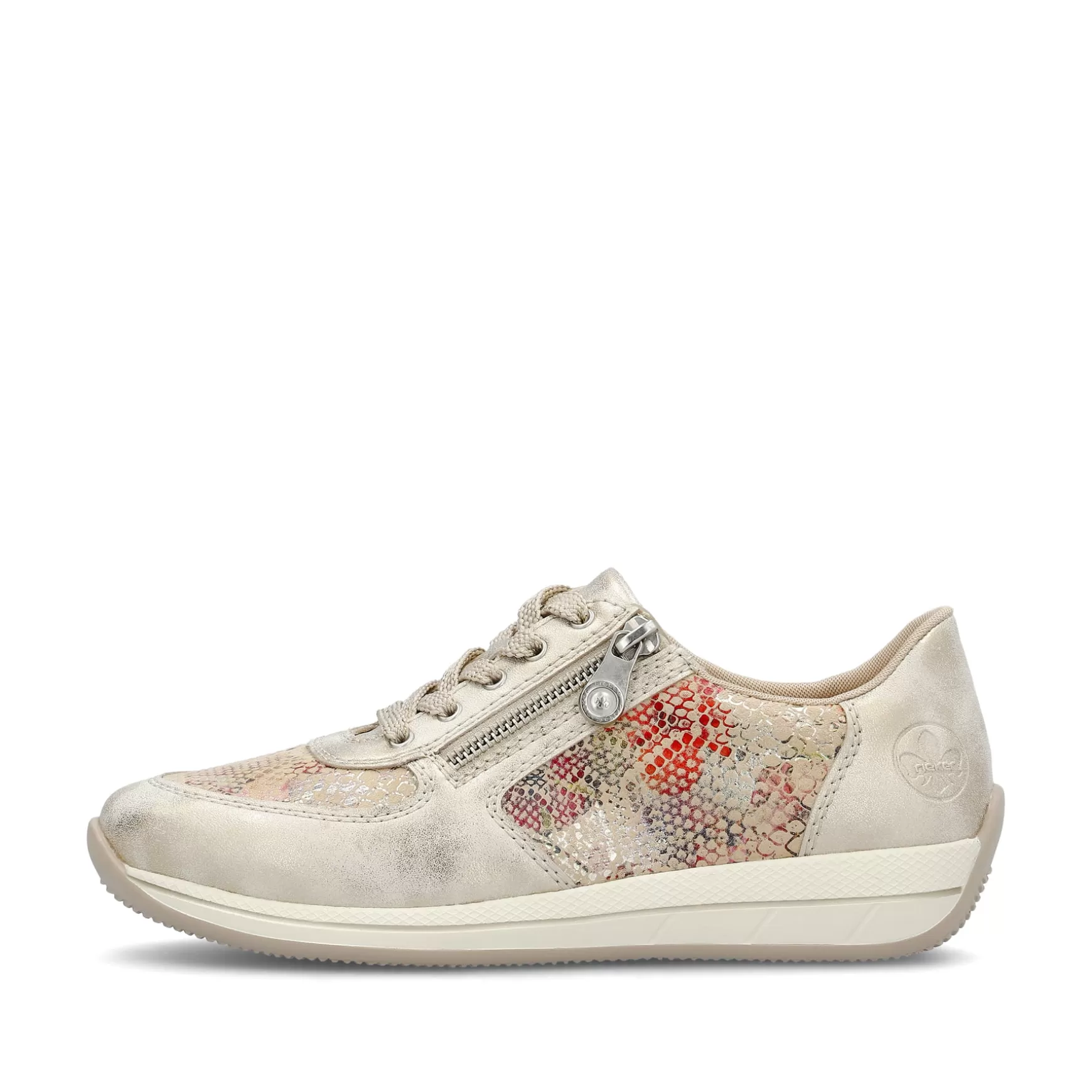 Damer Rieker Sneakers^ Damesneaker Lav Beige Multimetallic