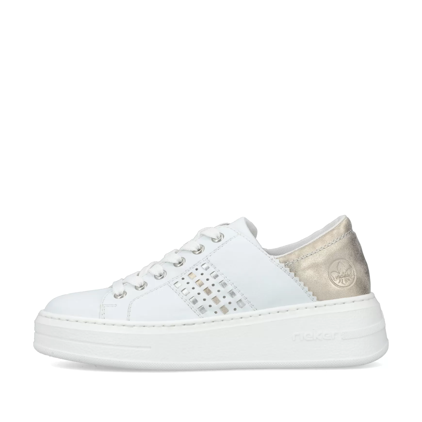 Damer Rieker Sneakers^ Damesneaker Lav Brillant Hvid