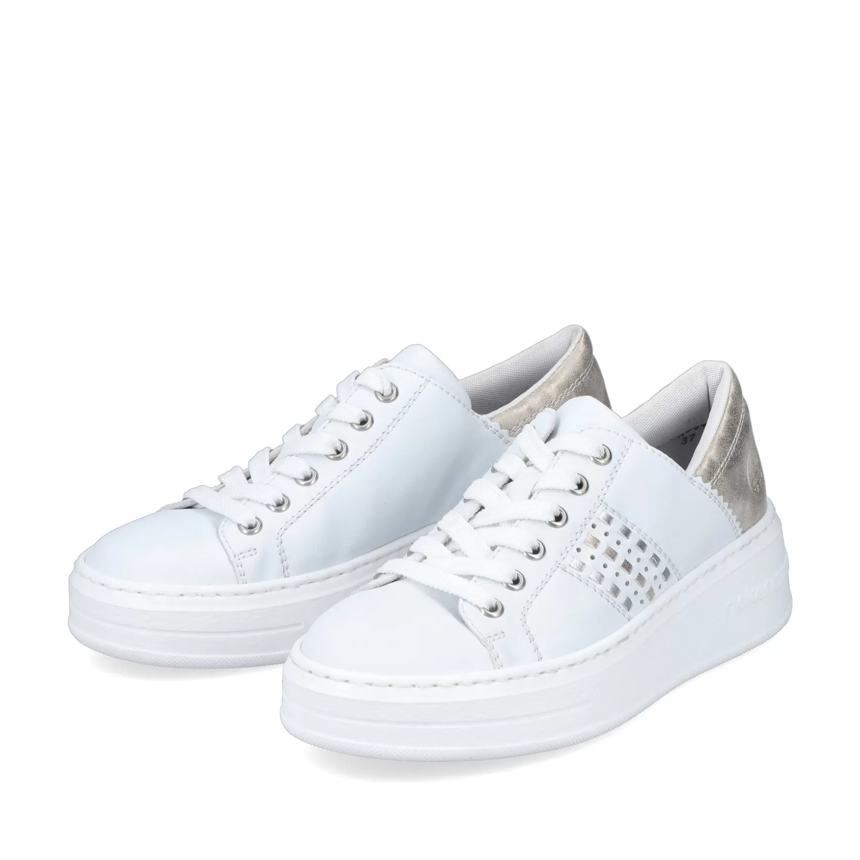 Damer Rieker Sneakers^ Damesneaker Lav Brillant Hvid