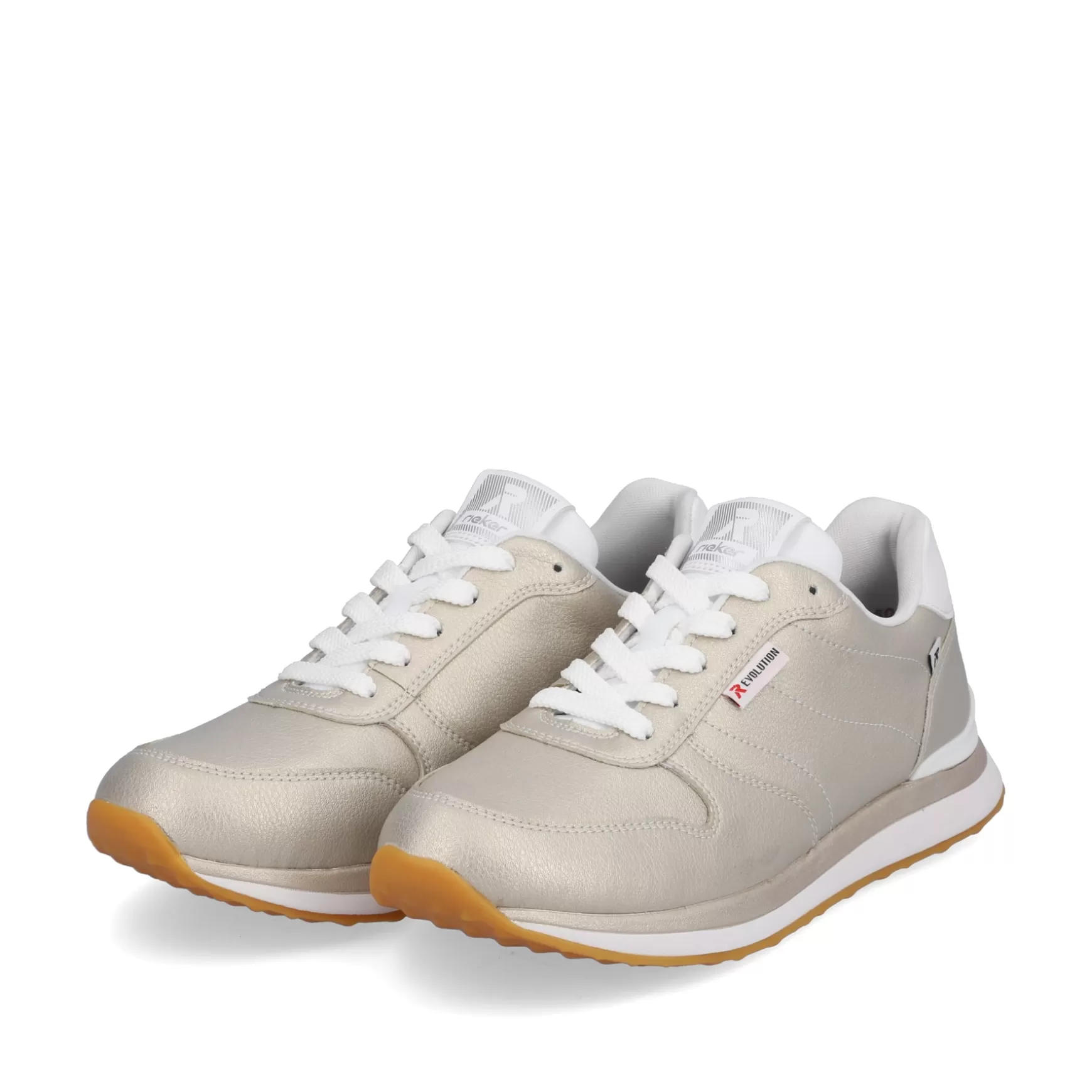 Damer Rieker Sneakers^ Damesneaker Lav Champagne Metallic