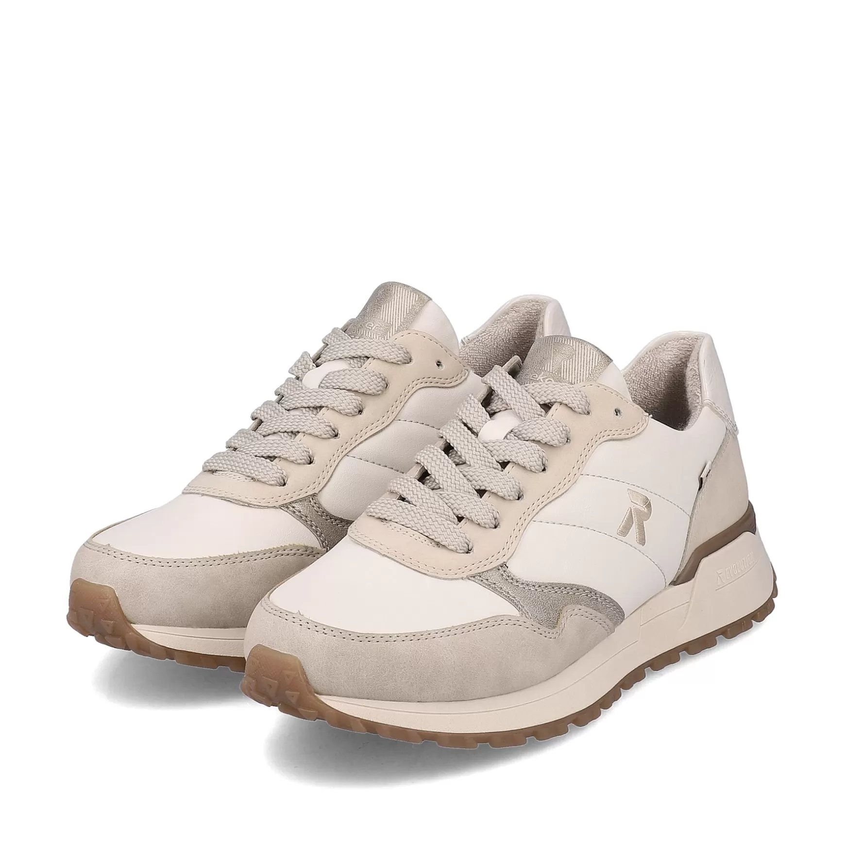 Damer Rieker Sneakers^ Damesneaker Lav Creme-Beige Sne