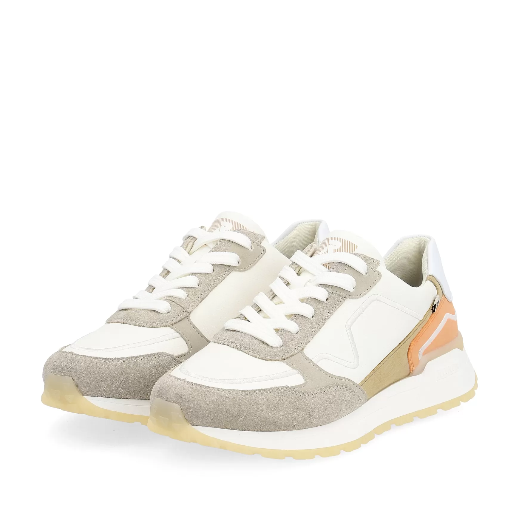 Damer Rieker Sneakers^ Damesneaker Lav Cremet-Hvid Ler-Beige