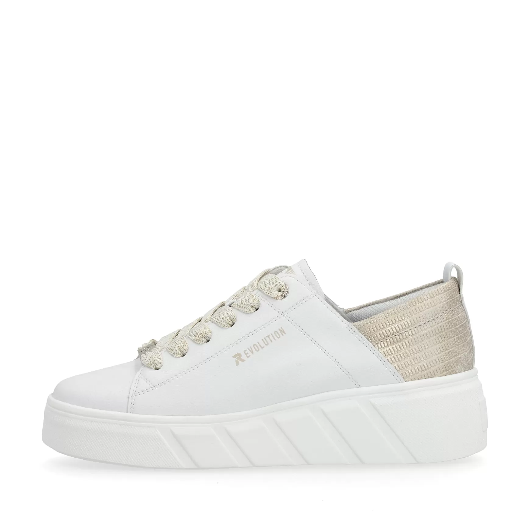 Damer Rieker Sneakers^ Damesneaker Lav Diamant-Hvid Champagne