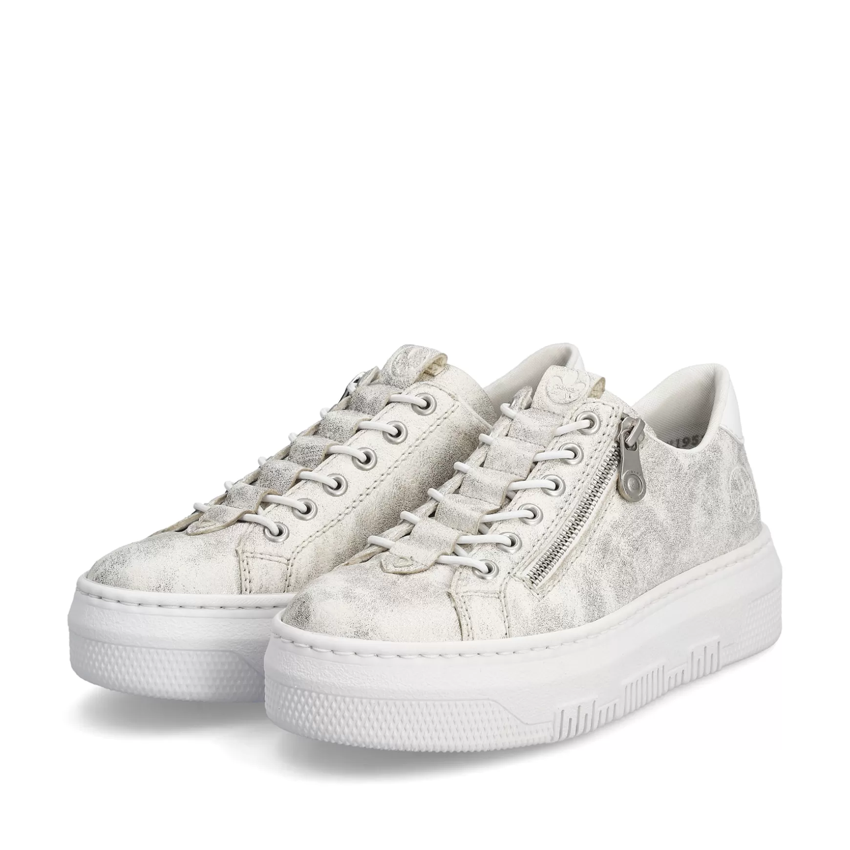 Damer Rieker Sneakers^ Damesneaker Lav Gra Hvid