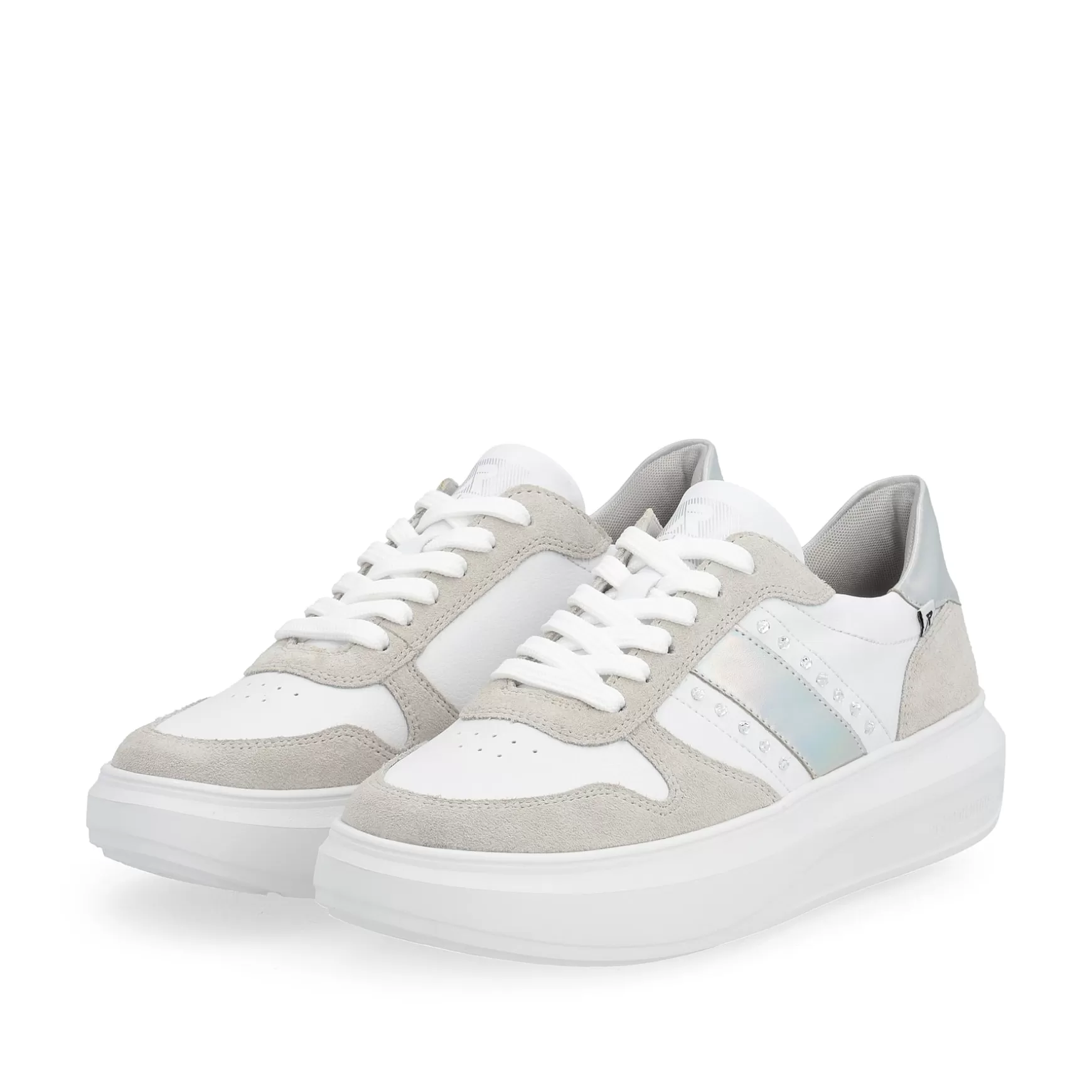 Damer Rieker Sneakers^ Damesneaker Lav Klar-Hvid Stovgra