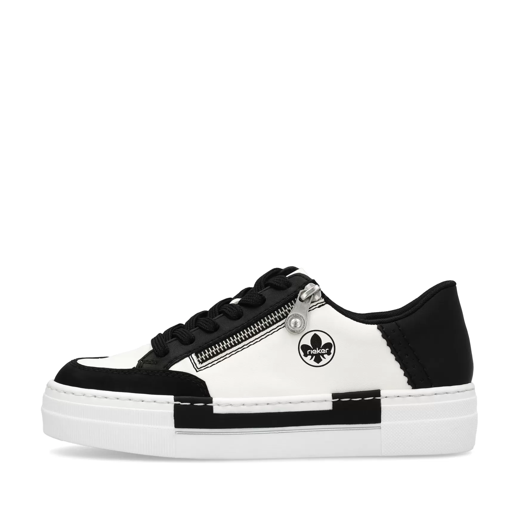 Damer Rieker Sneakers^ Damesneaker Lav Krystal Hvid-Dyb Sort