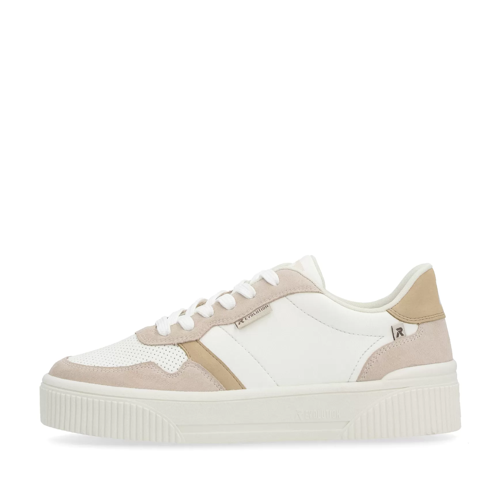 Damer Rieker Sneakers^ Damesneaker Lav Krystal-Hvid Sand-Beige