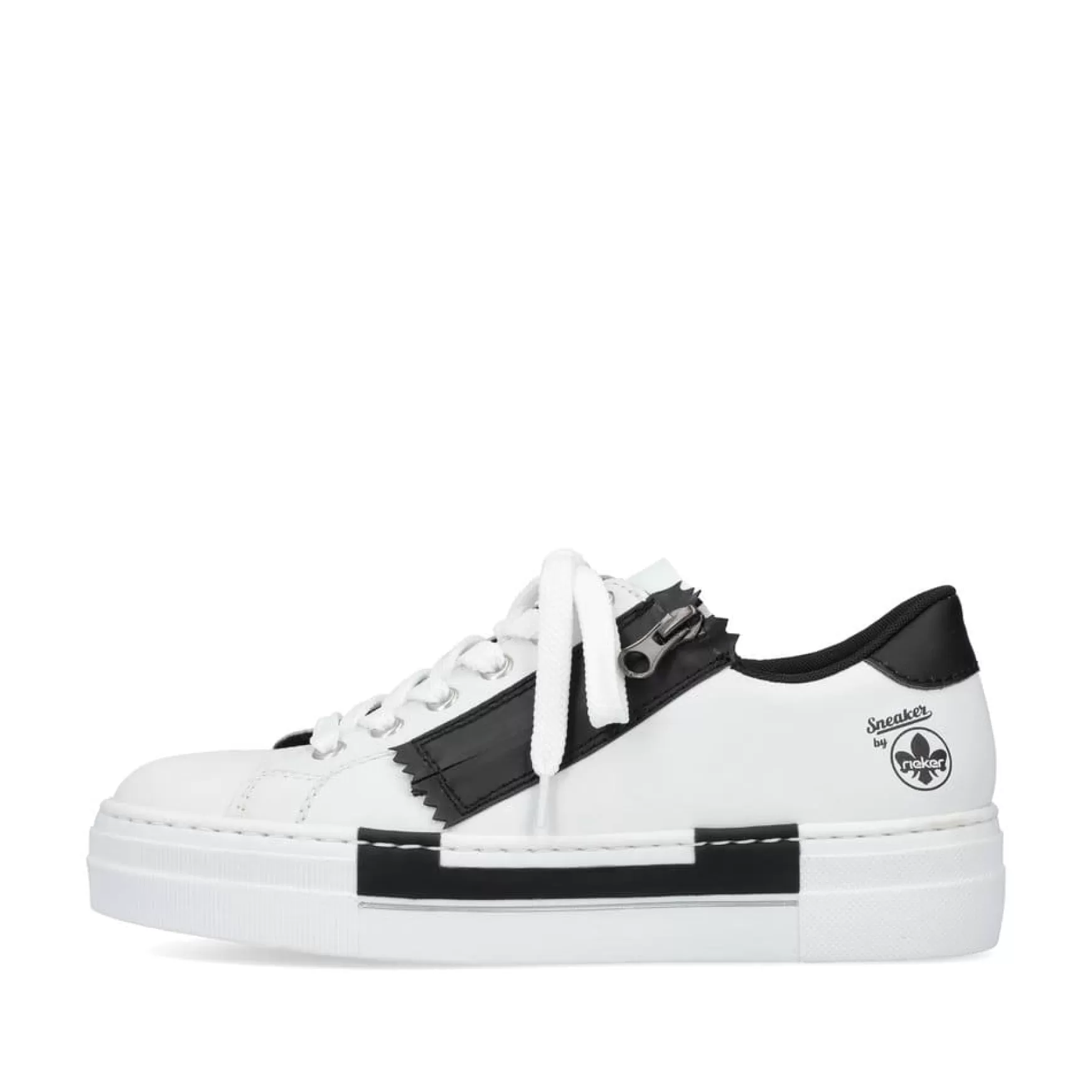 Damer Rieker Sneakers^ Damesneaker Lav Lilje Hvid-Nat Sort