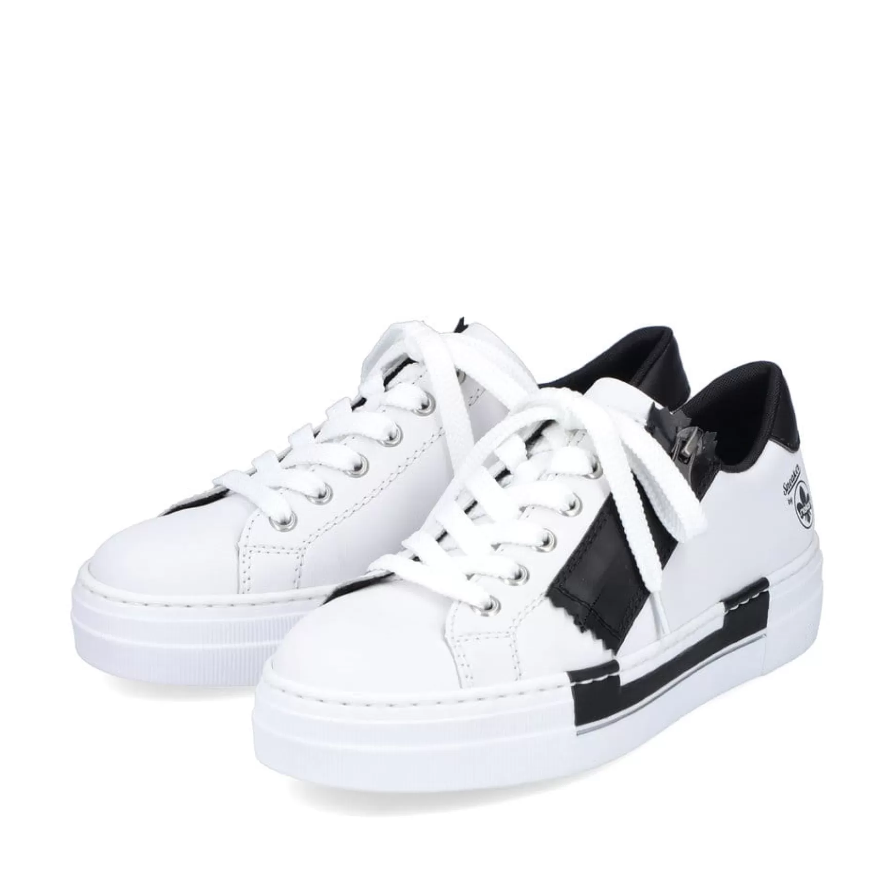 Damer Rieker Sneakers^ Damesneaker Lav Lilje Hvid-Nat Sort