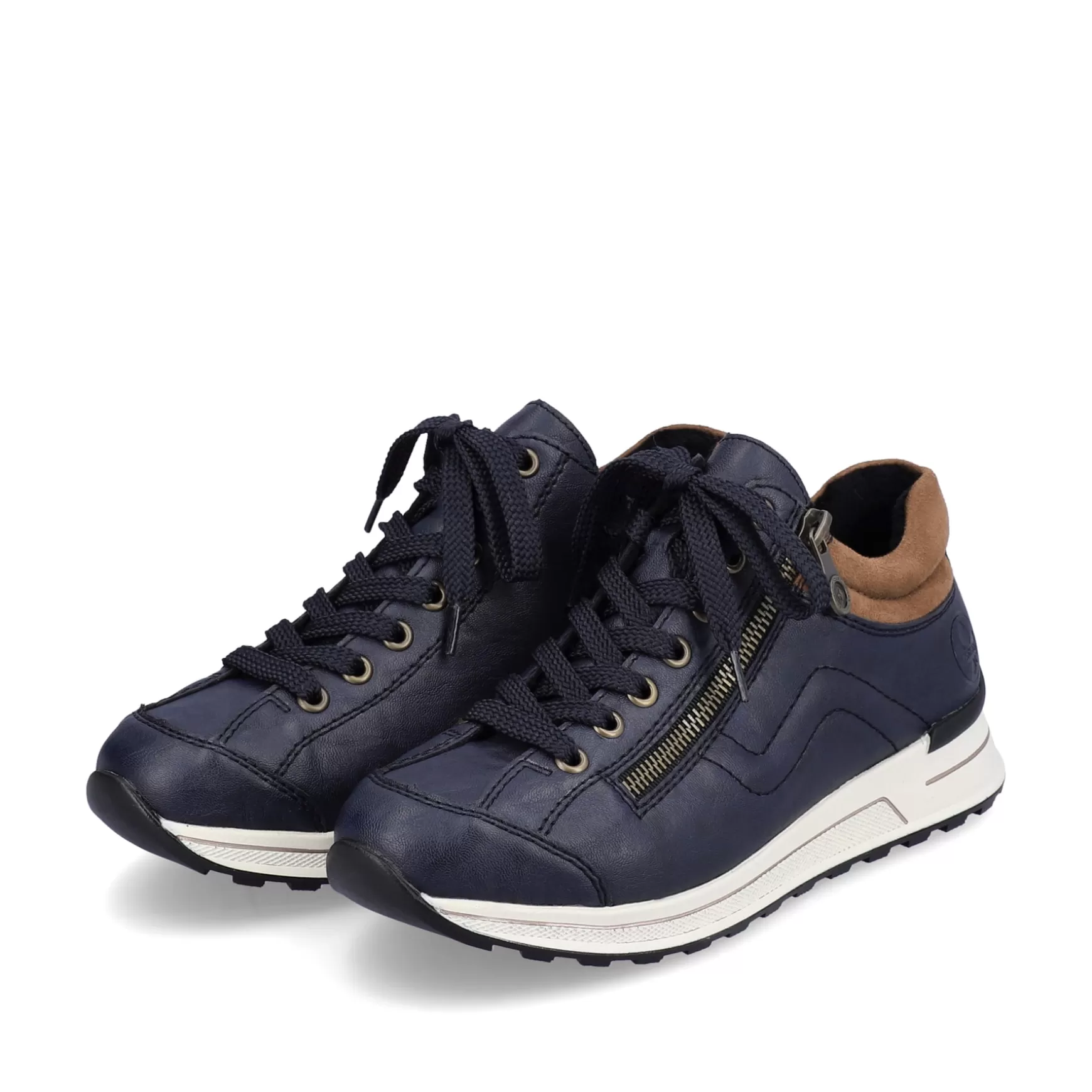 Damer Rieker Sneakers^ Damesneaker Lav Marinebla-Brun