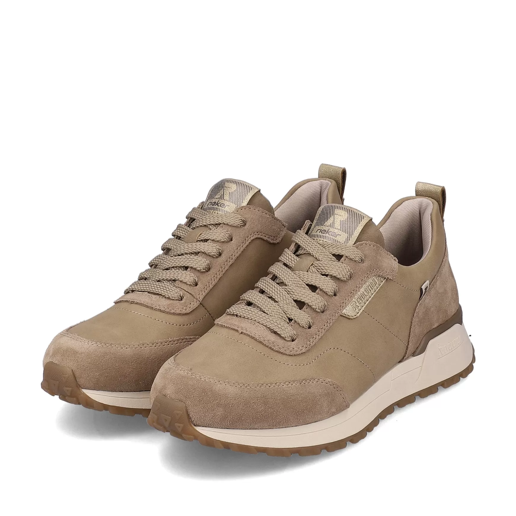 Damer Rieker Sneakers^ Damesneaker Lav Mokka Creme-Beige