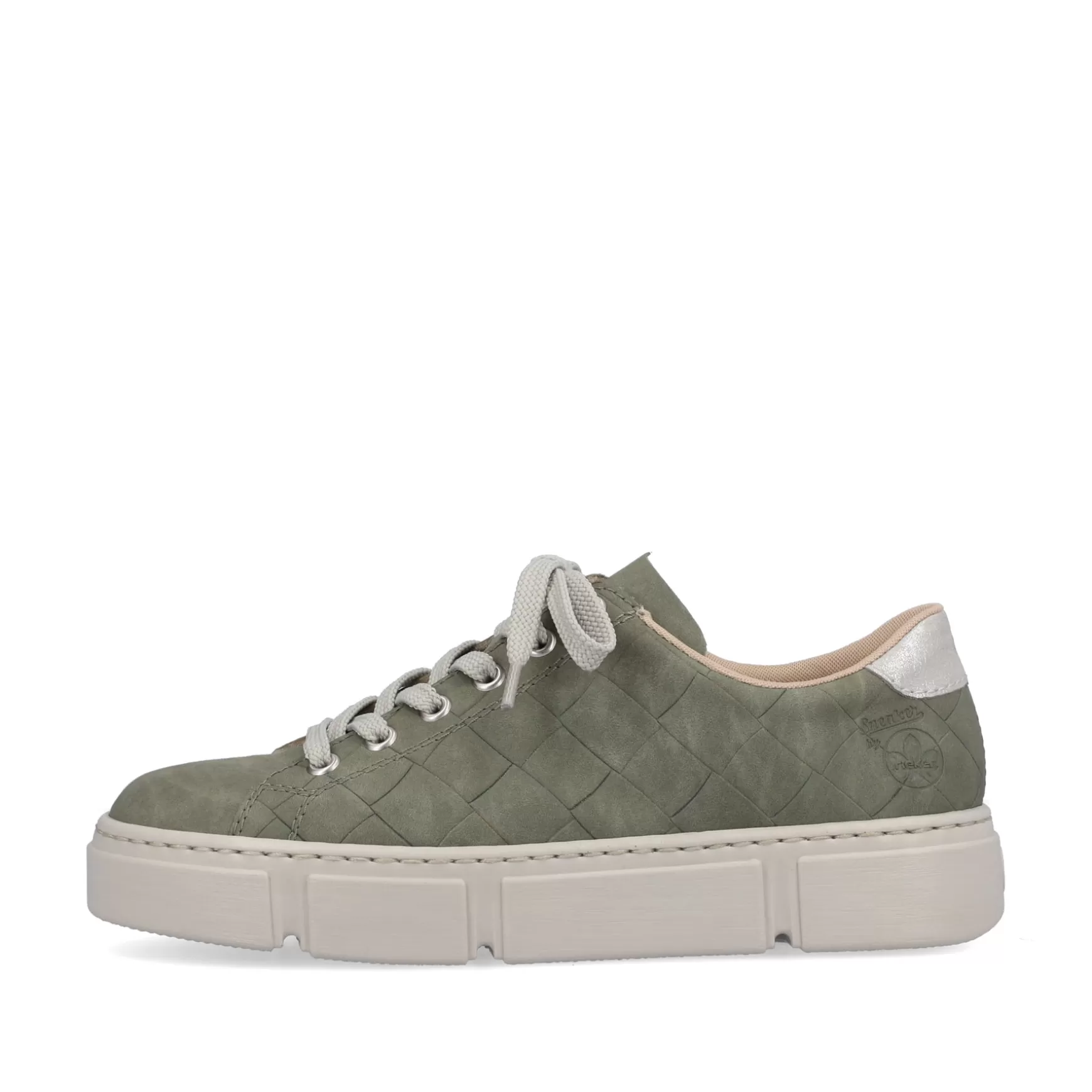 Damer Rieker Sneakers^ Damesneaker Lav Olivengron-Sandbeige