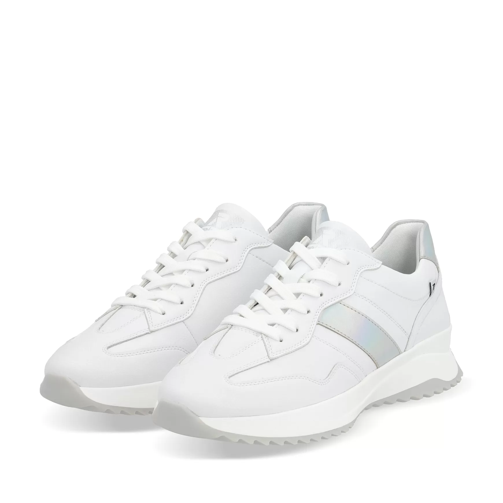 Damer Rieker Sneakers^ Damesneaker Lav Perlehvid Solv-Metallic