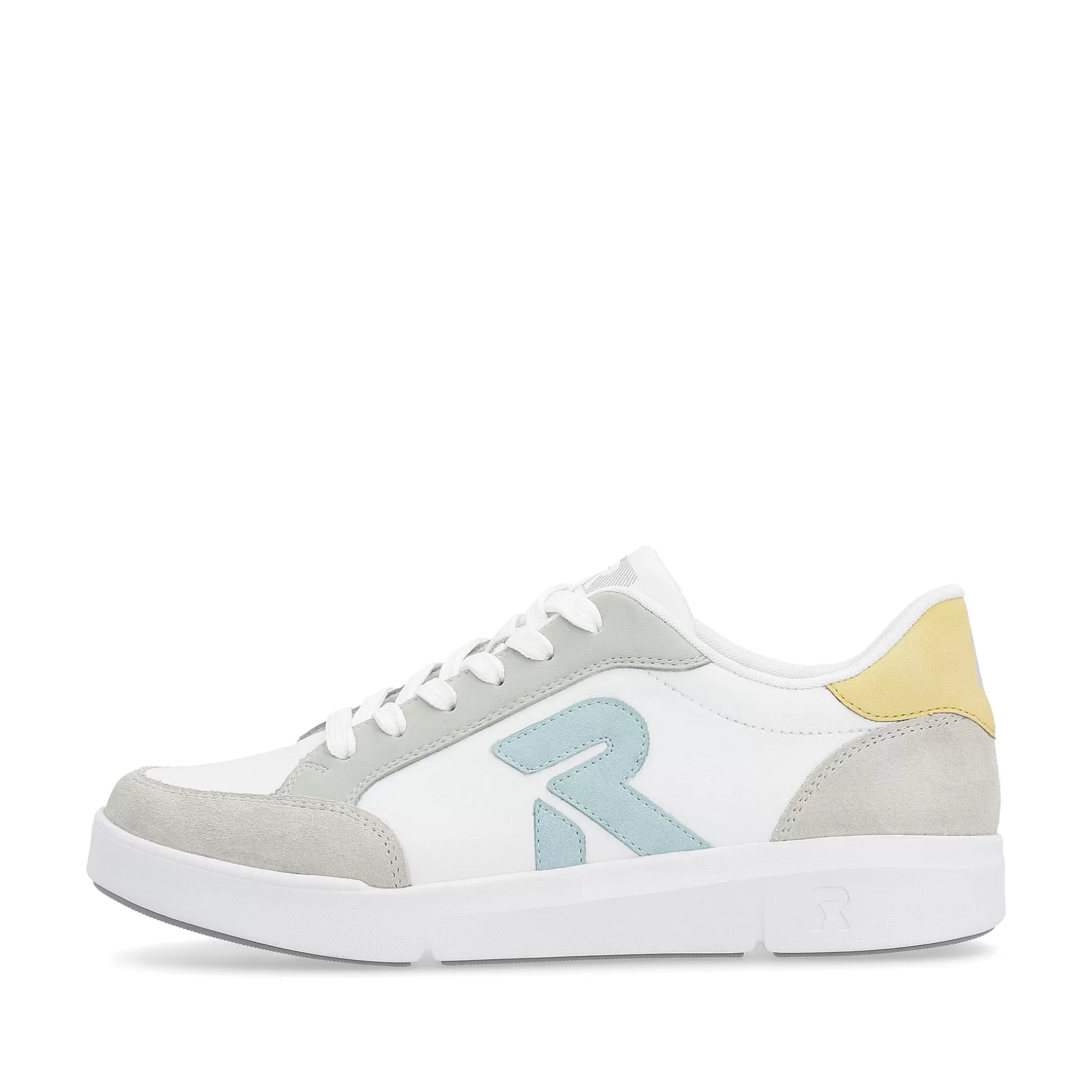 Damer Rieker Sneakers^ Damesneaker Lav Sne-Hvid Stovet-Gra