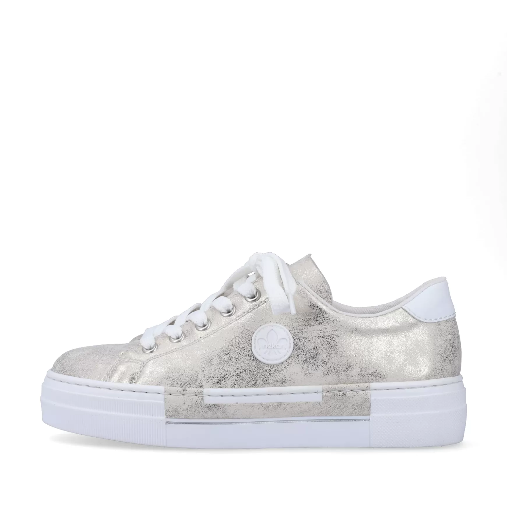 Damer Rieker Sneakers^ Damesneaker Lav Solv Metallic