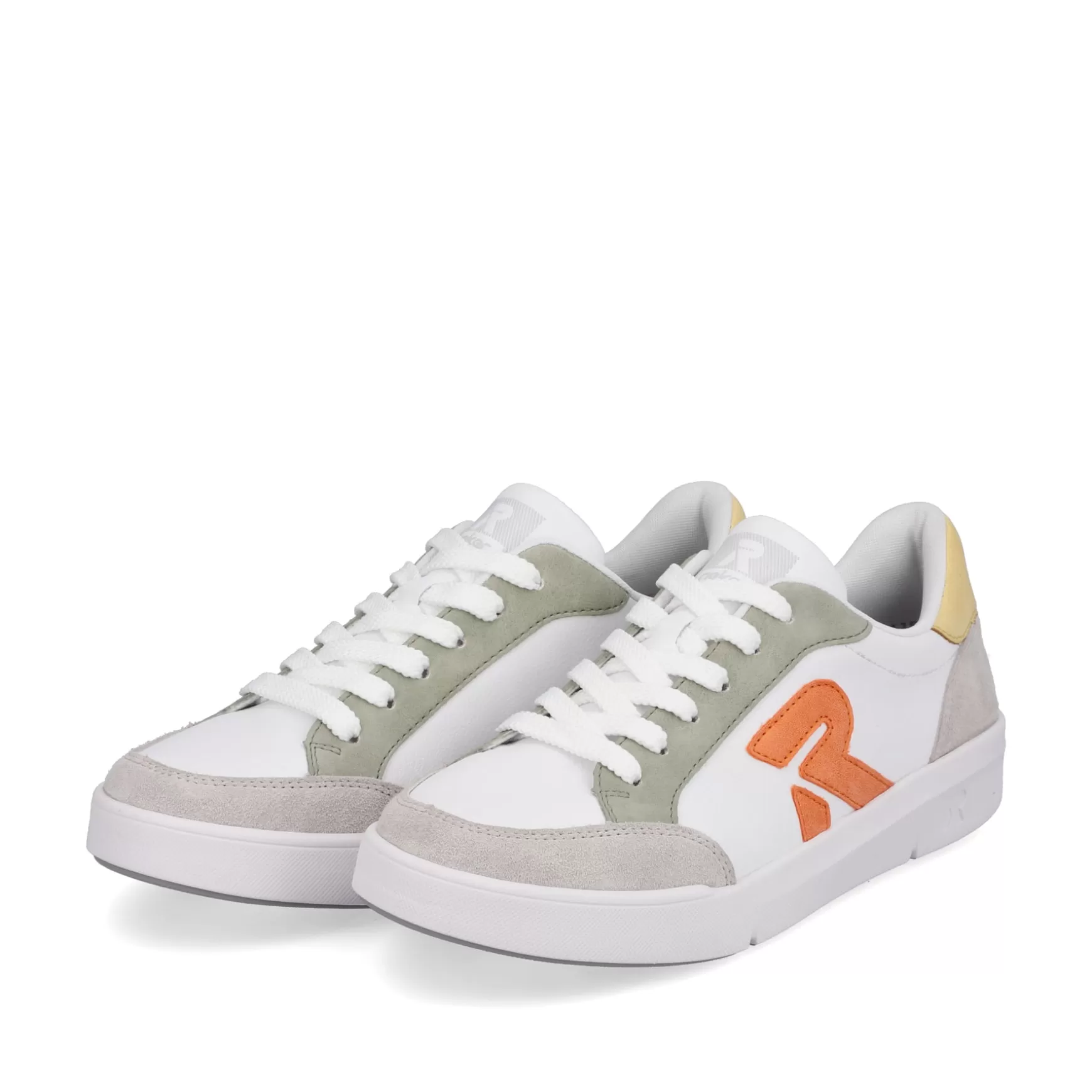 Damer Rieker Sneakers^ Damesneaker Lav Swan-White Arctic-Grey