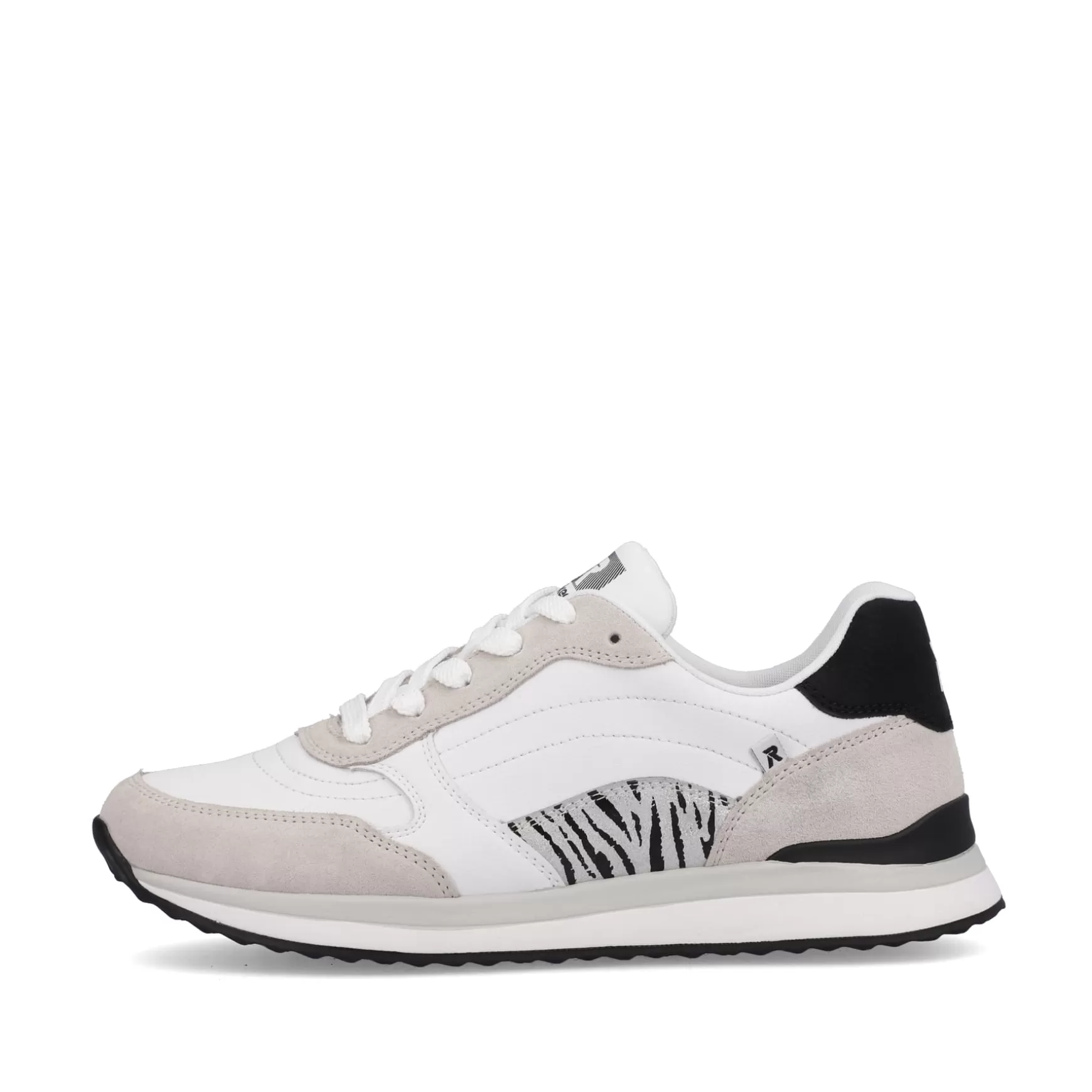 Damer Rieker Sneakers^ Damesneaker Lav Swan-White Arctic-Grey Zebra