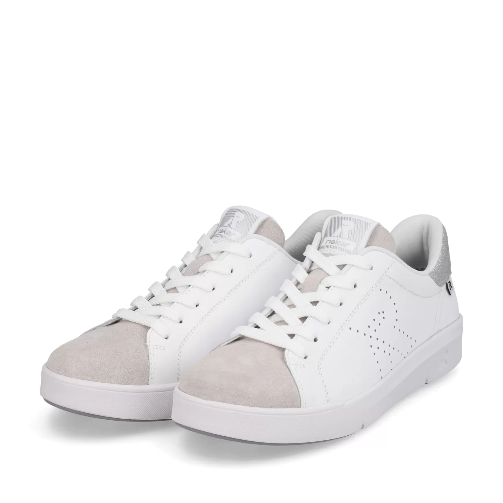 Damer Rieker Sneakers^ Damesneaker Lav Swan-White Beige