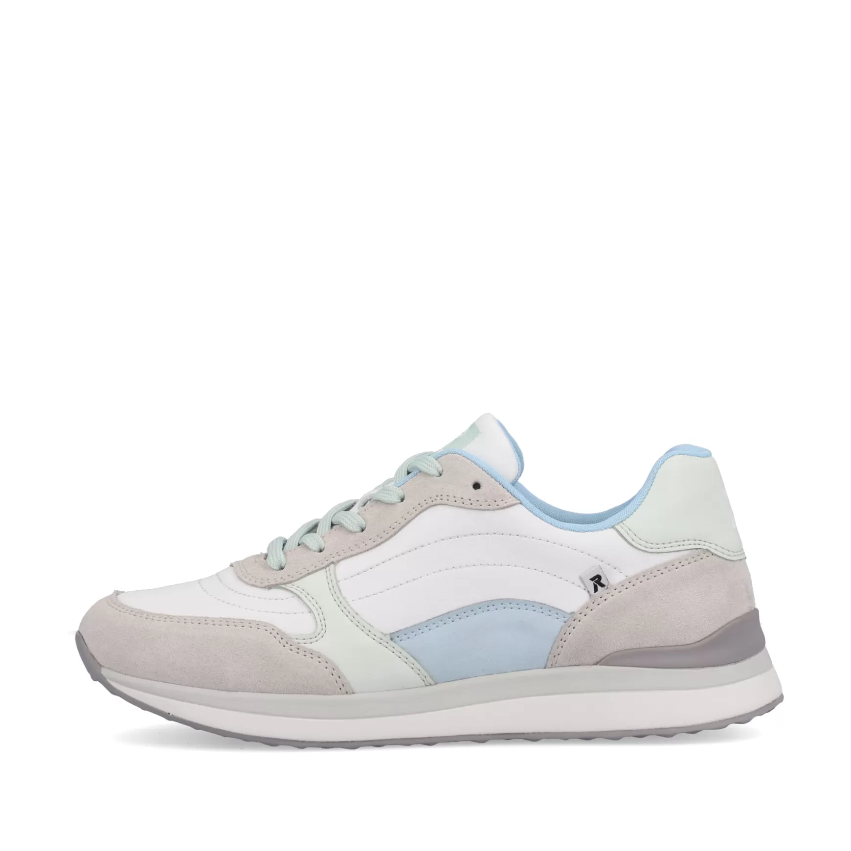 Damer Rieker Sneakers^ Damesneaker Lav Swan-White Clay-Beige Ice-Blue