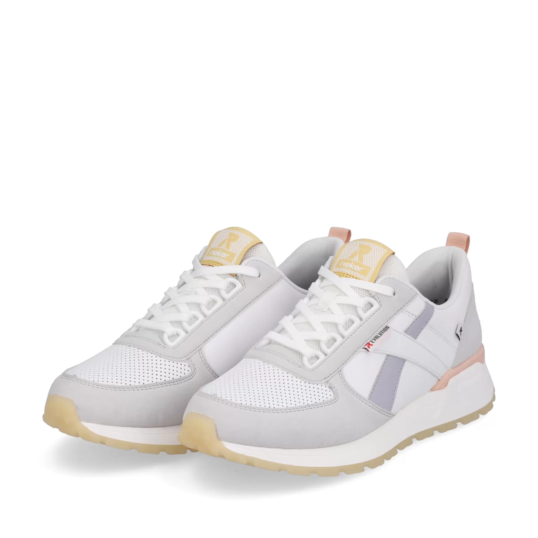 Damer Rieker Sneakers^ Damesneaker Lav Swan-White Clay-Beige Pastel