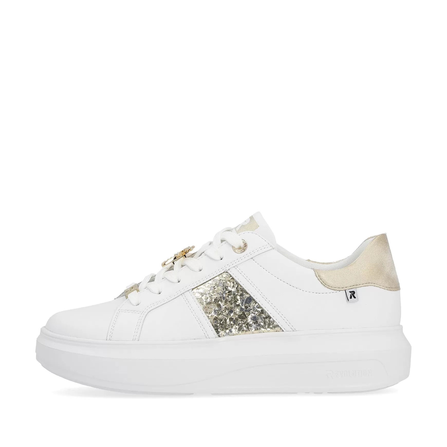 Damer Rieker Sneakers^ Damesneaker Lav Swan-White Gold