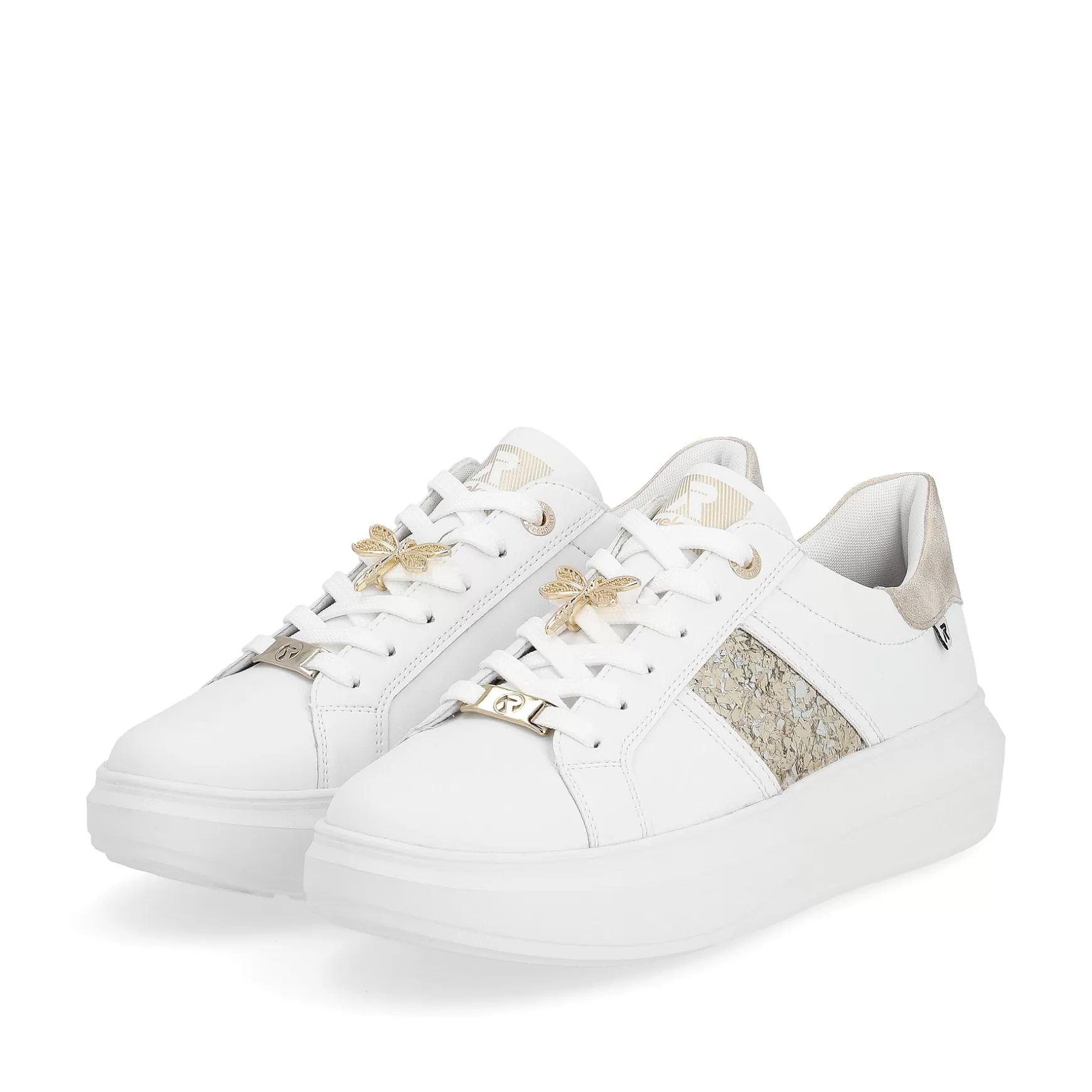 Damer Rieker Sneakers^ Damesneaker Lav Swan-White Gold