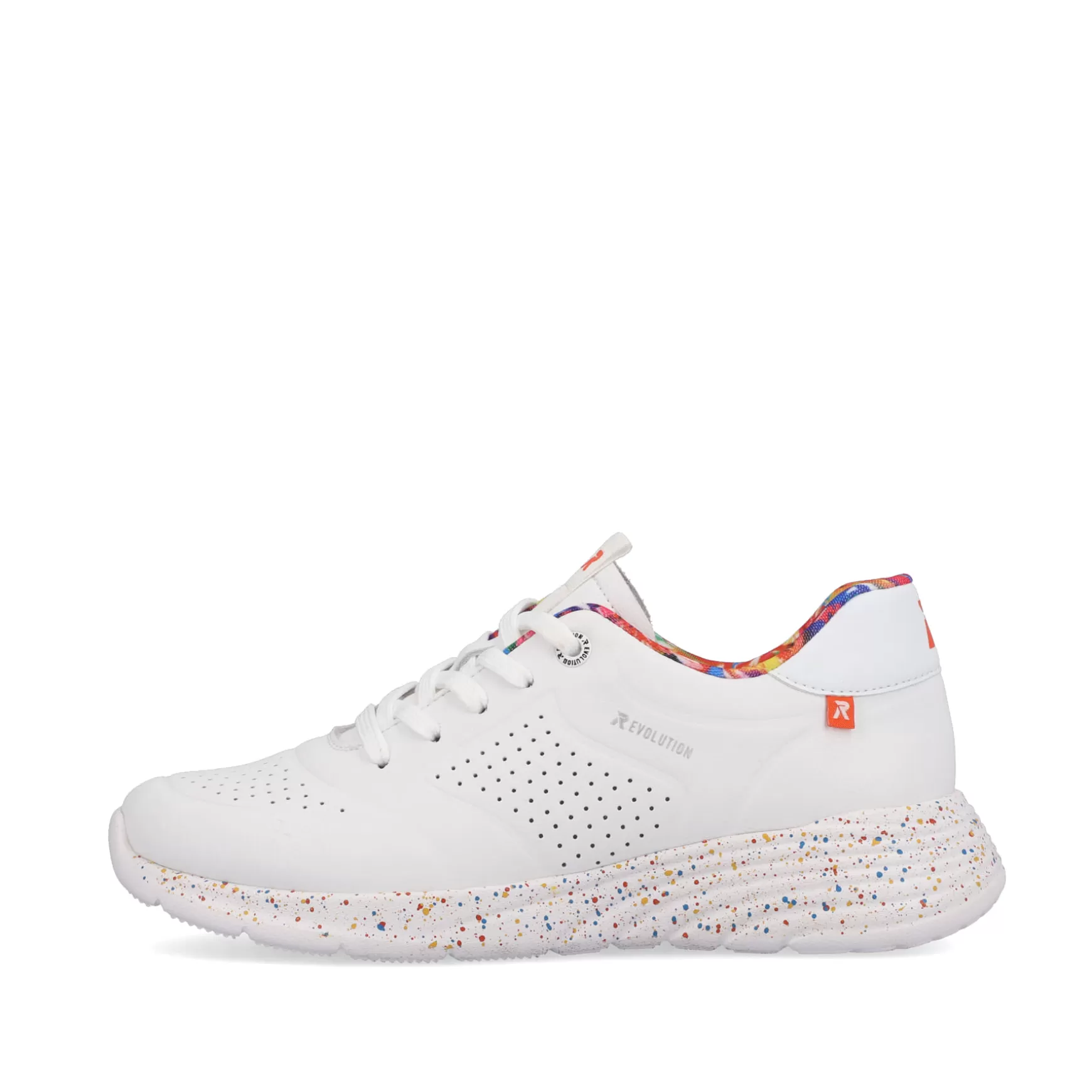 Damer Rieker Sneakers^ Damesneaker Lav Swan-White Rainbow