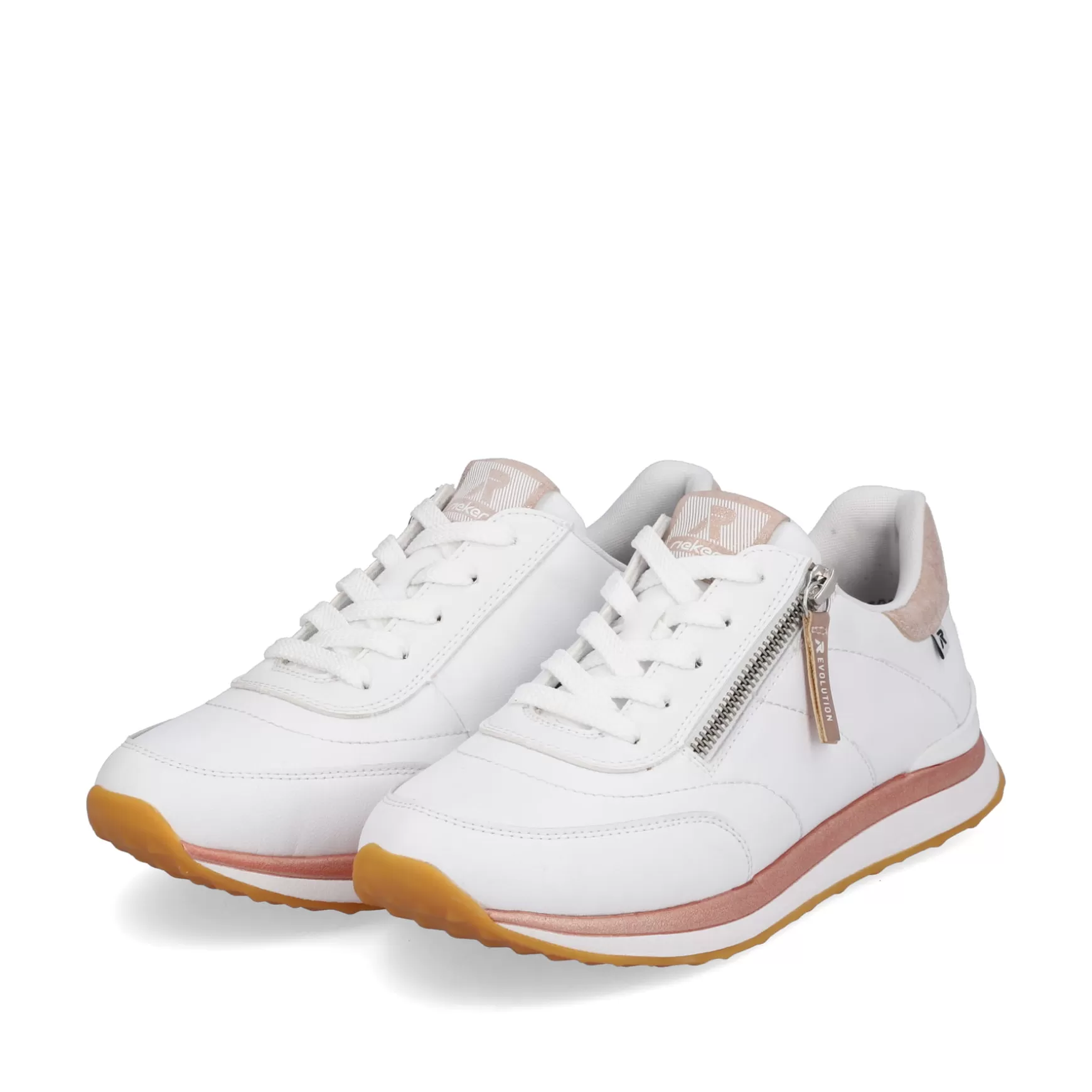 Damer Rieker Sneakers^ Damesneaker Lav Swan-White Rose